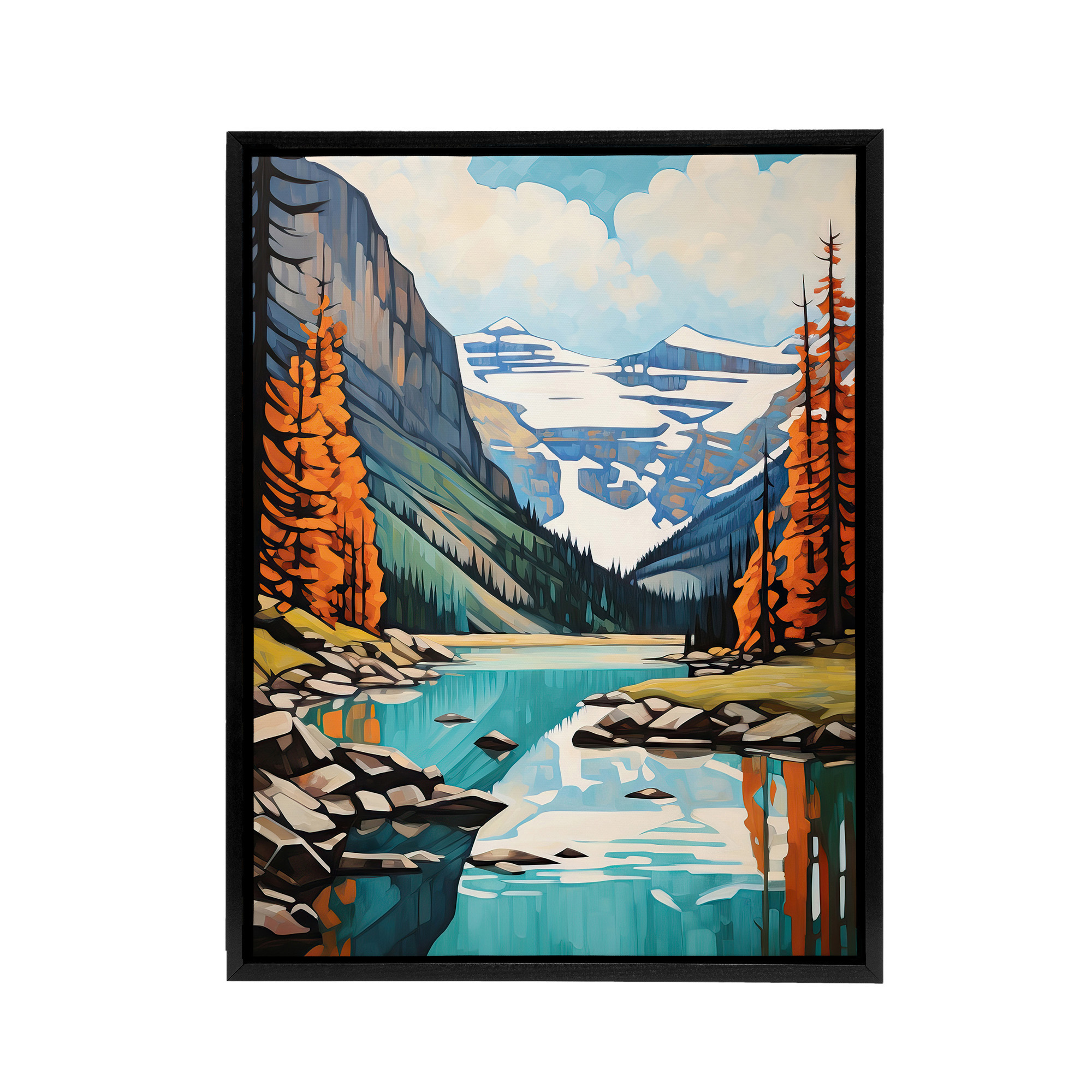 Lake Louise Banff in Autumn Canada Framed Canvas Wall Art Print