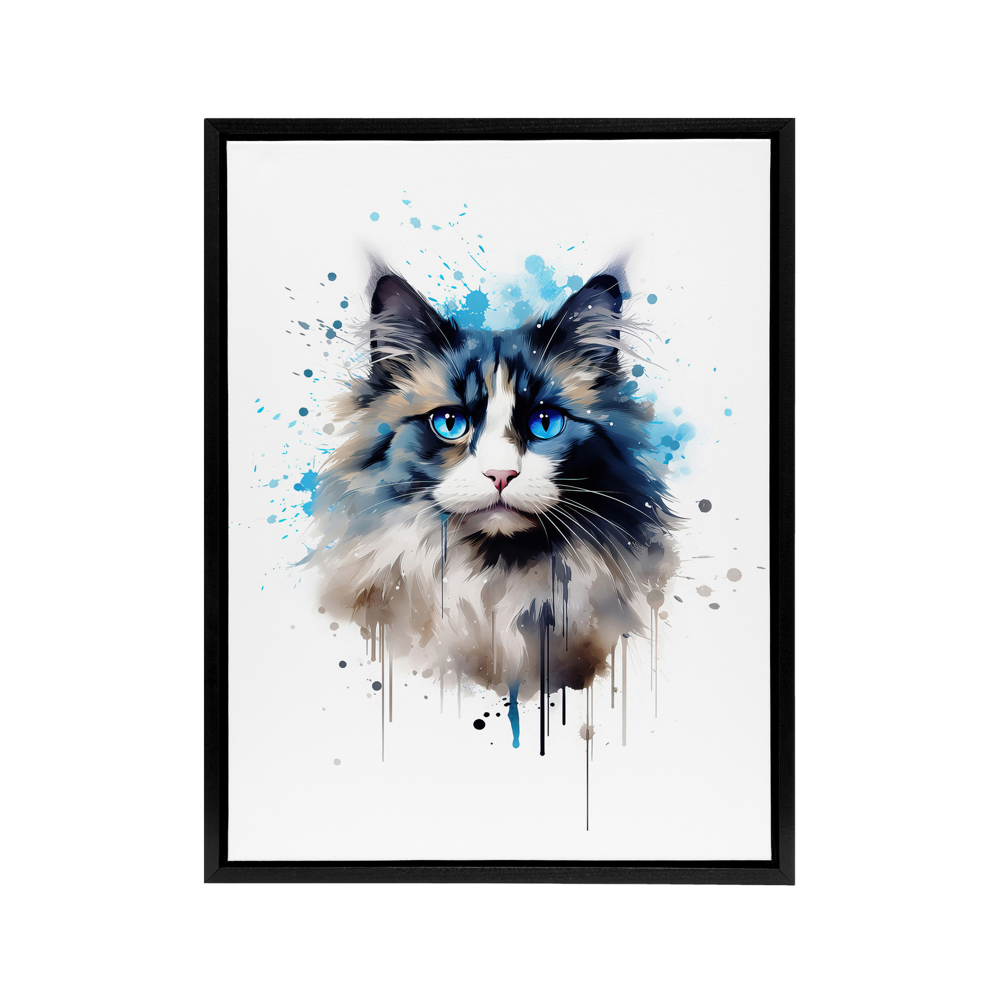 Ragdoll Cat Lovers Pet Portrait Framed Canvas Wall Art Print