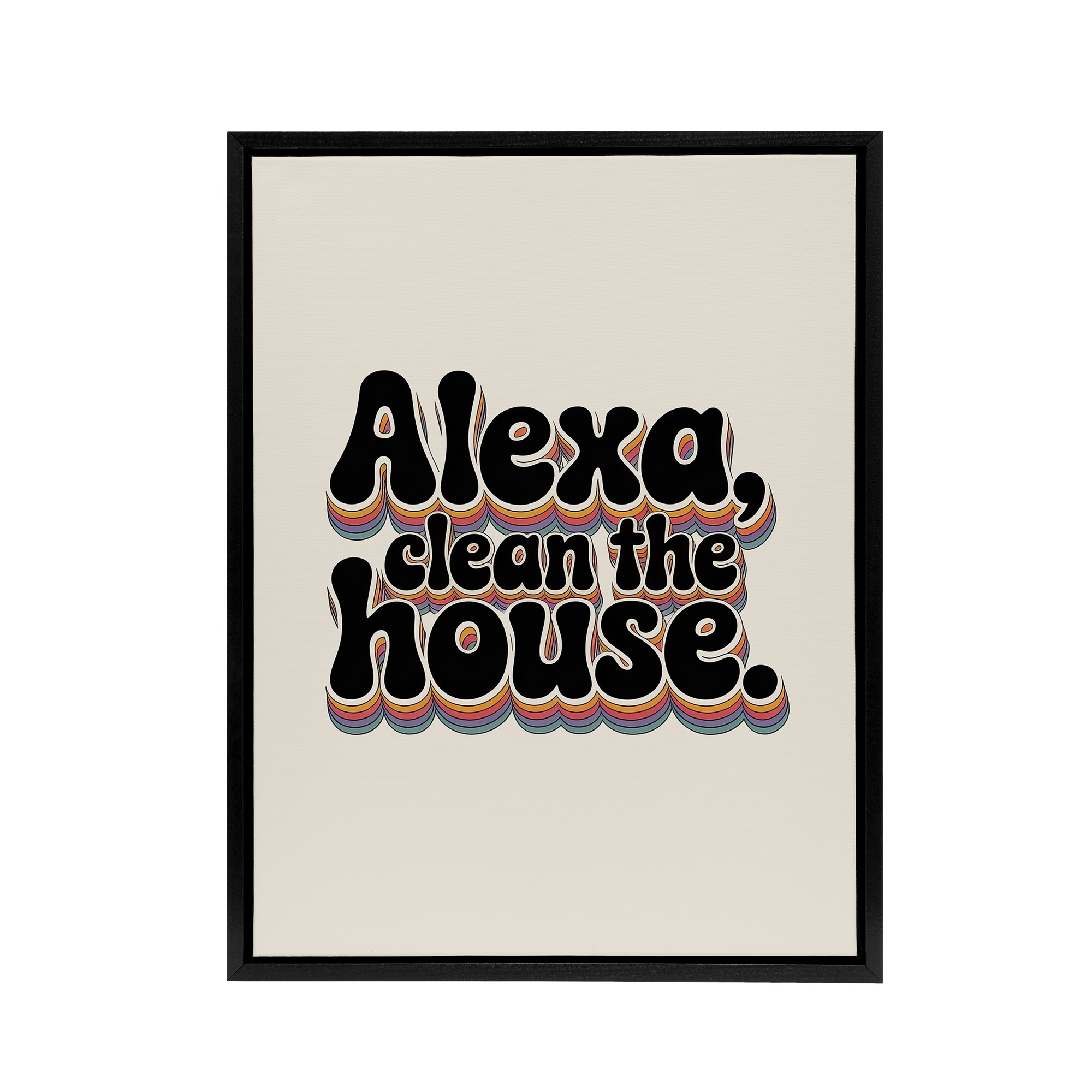 Assistant Clean The House Funky Retro Typography Framed Canvas Wall Art Print