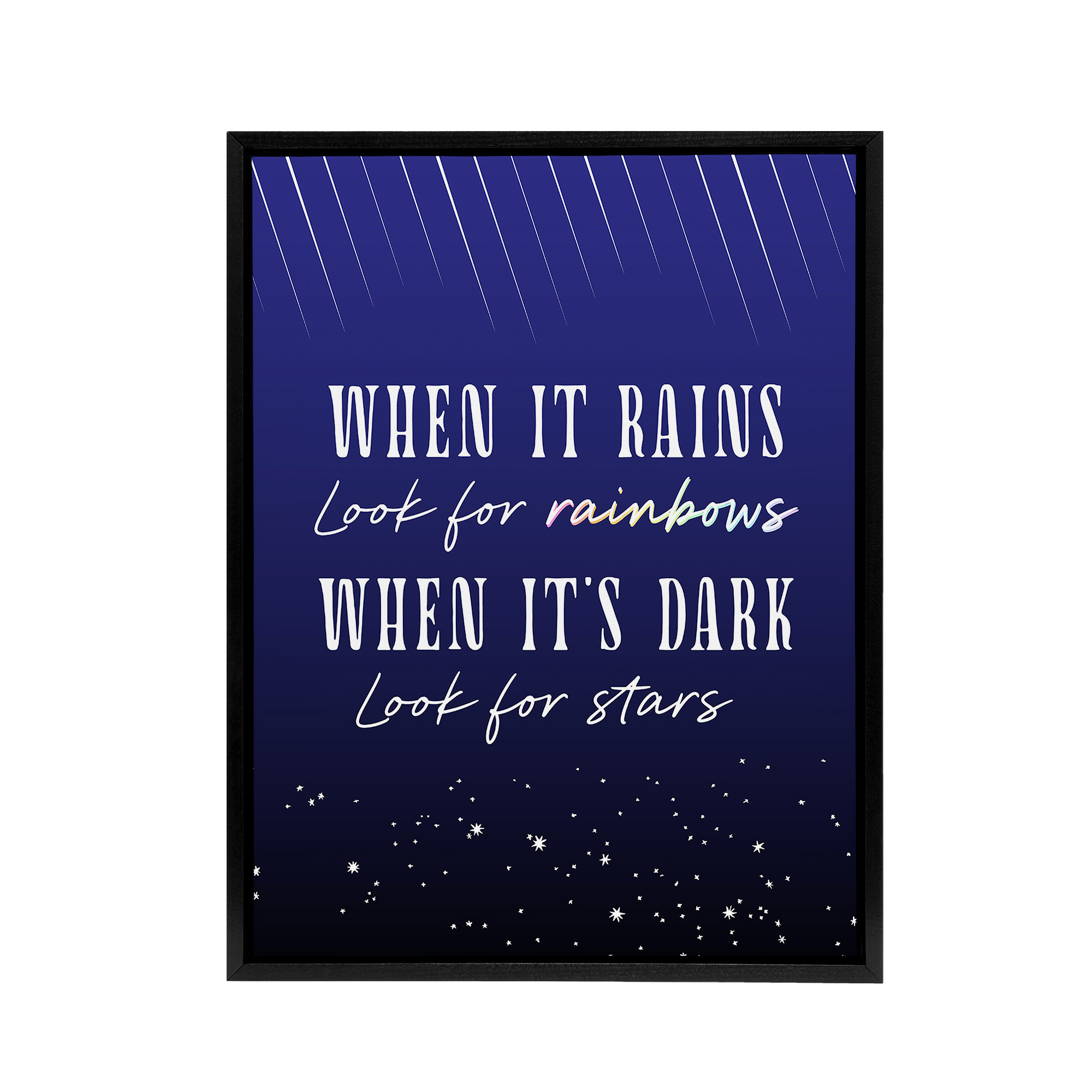 When It's Dark Look For Stars Oscar Wilde Quote Framed Canvas Wall Art Print