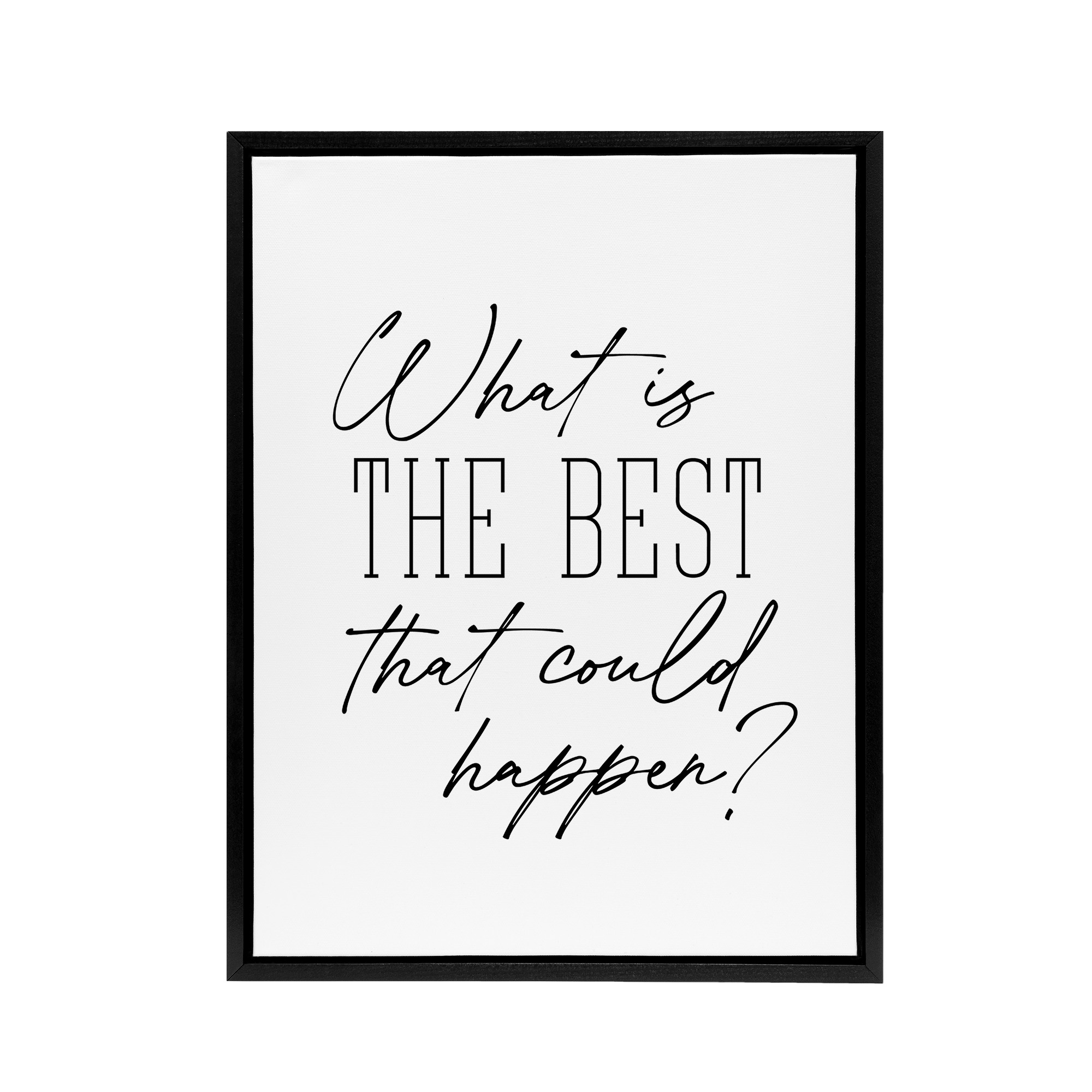 What Is The Best That Could Happen Modern Simple Framed Canvas Wall Art Print