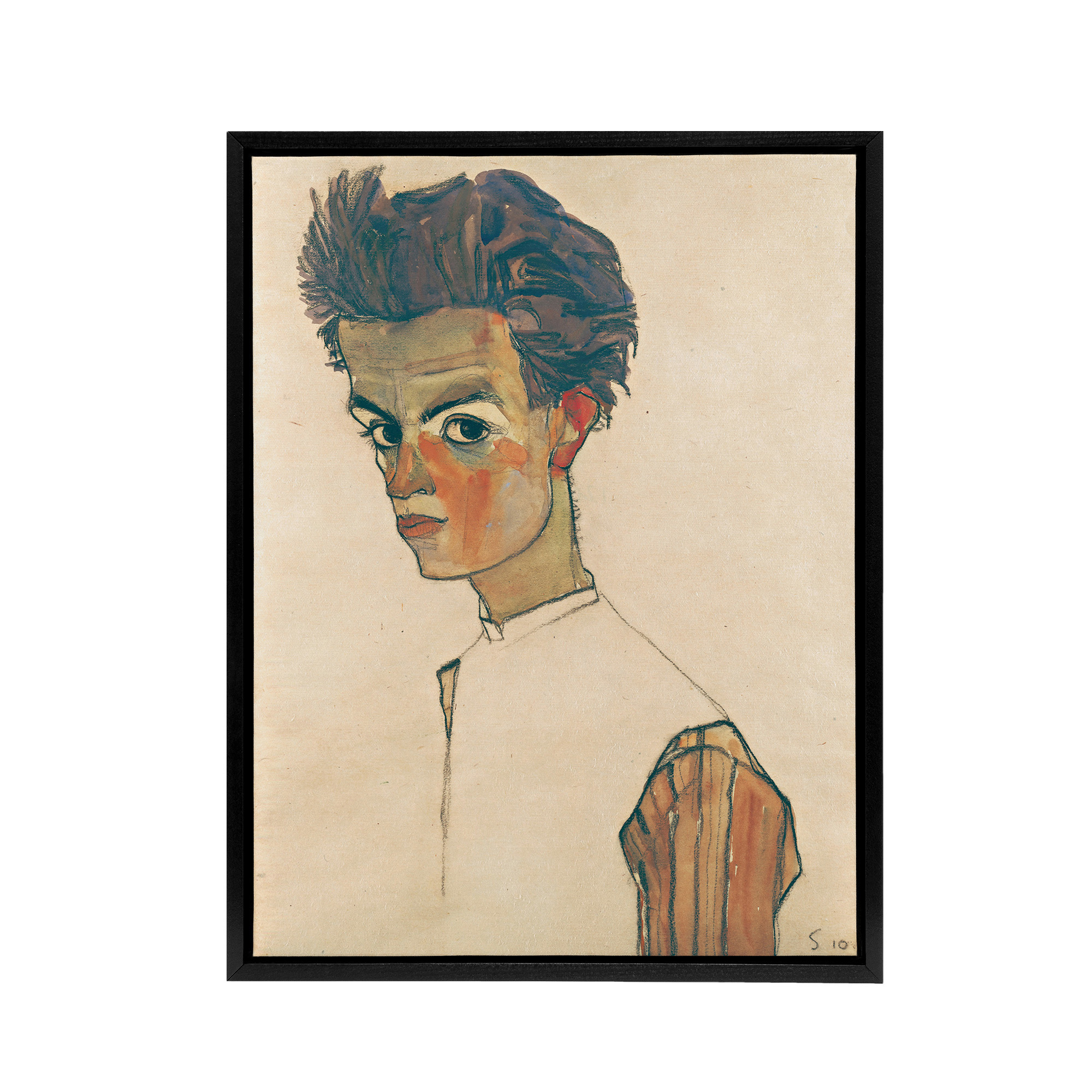 Egon Schiele Self Portrait Framed Canvas Wall Art Print