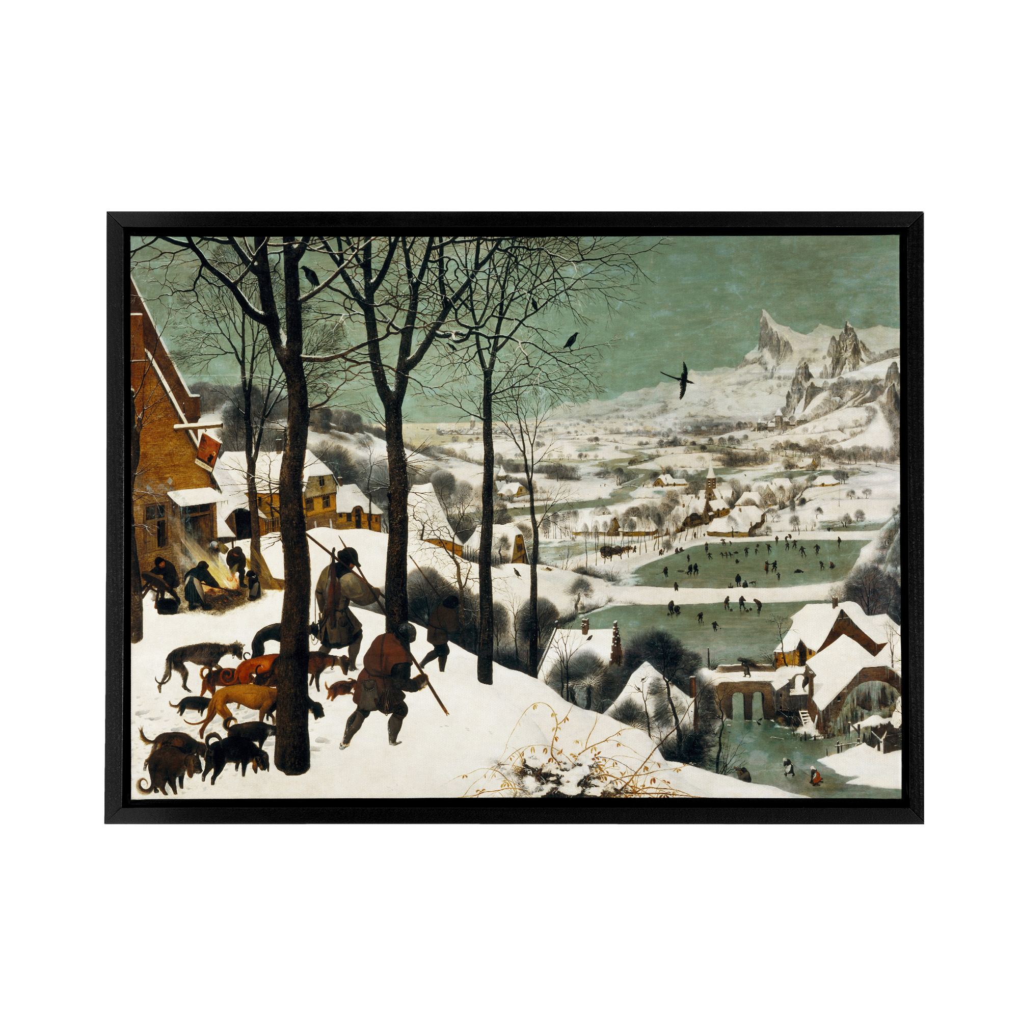 Pieter Bruegel The Elder Hunters In Snow Framed Canvas Wall Art Print