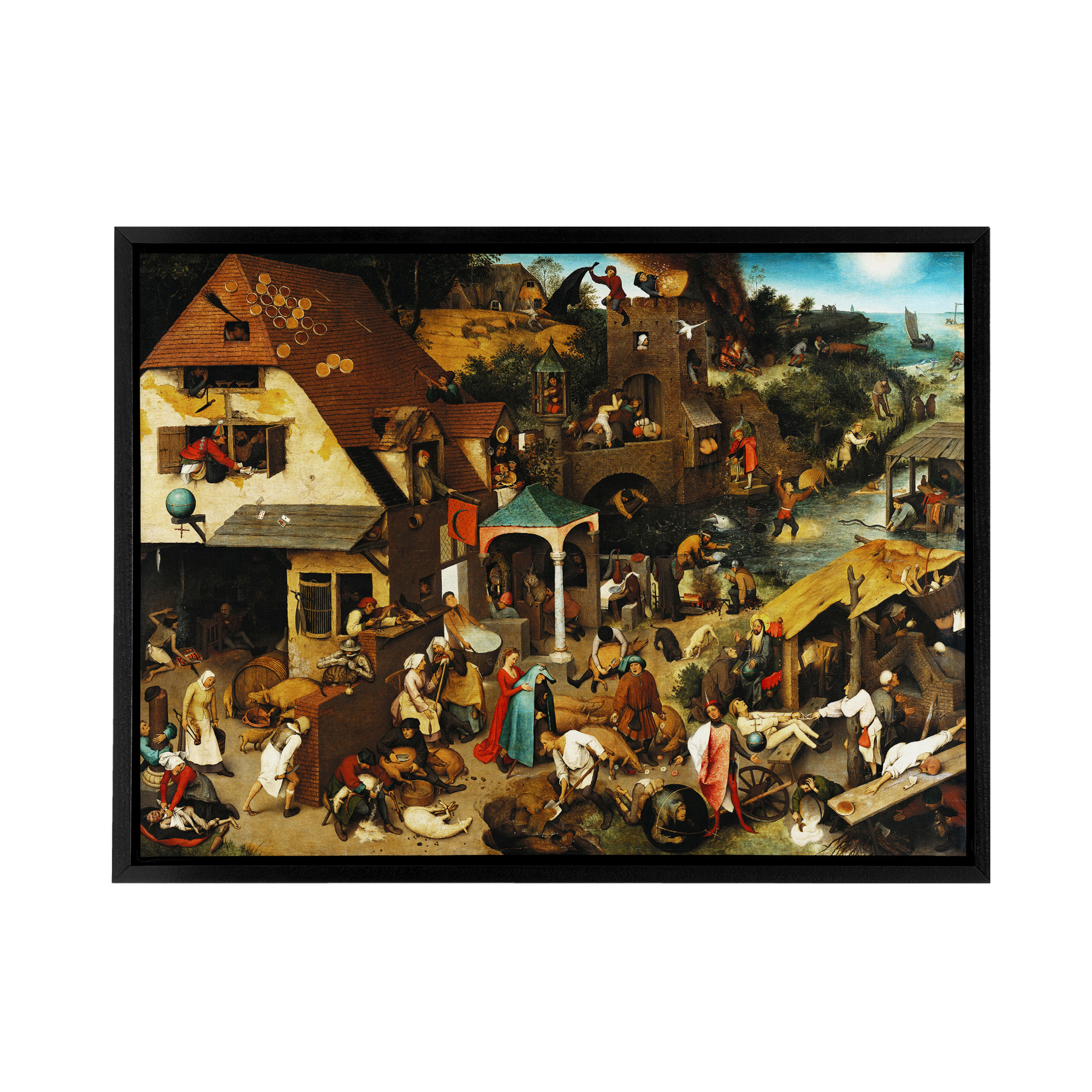 Pieter Bruegel The Elder Dutch Proverbs Framed Canvas Wall Art Print
