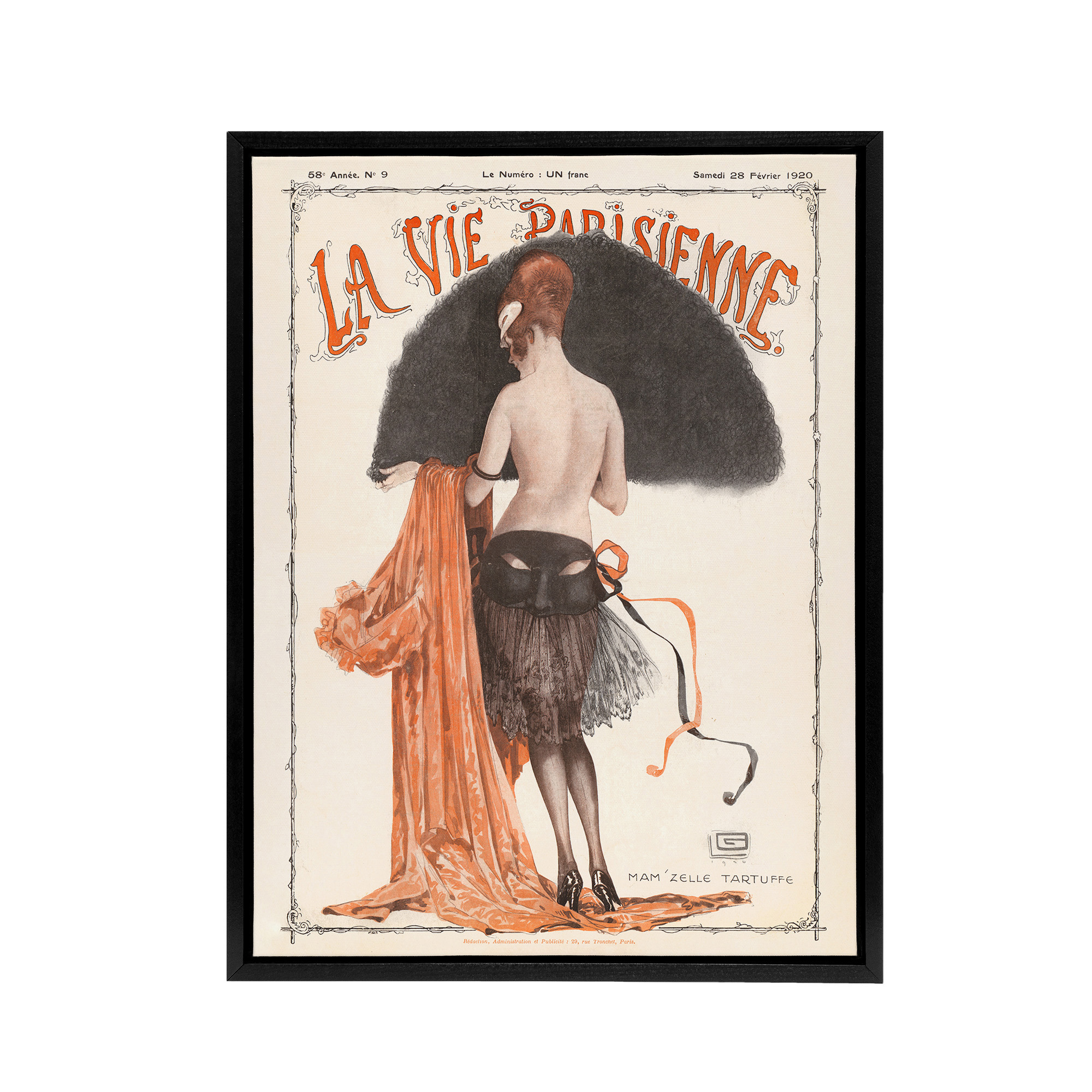 La Vie Parisienne Mademoiselle Tartuffe Framed Canvas Wall Art Print