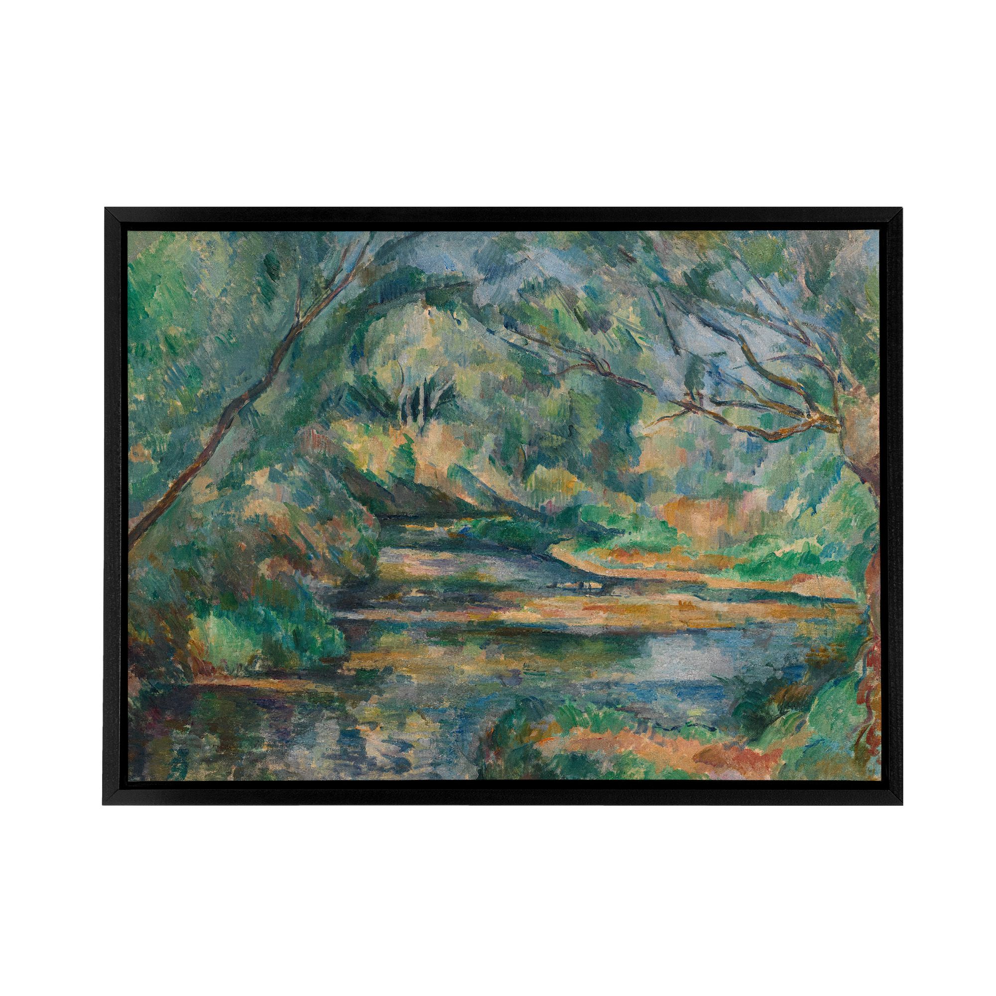 Cezanne The Brook River Landscape Framed Canvas Wall Art Print