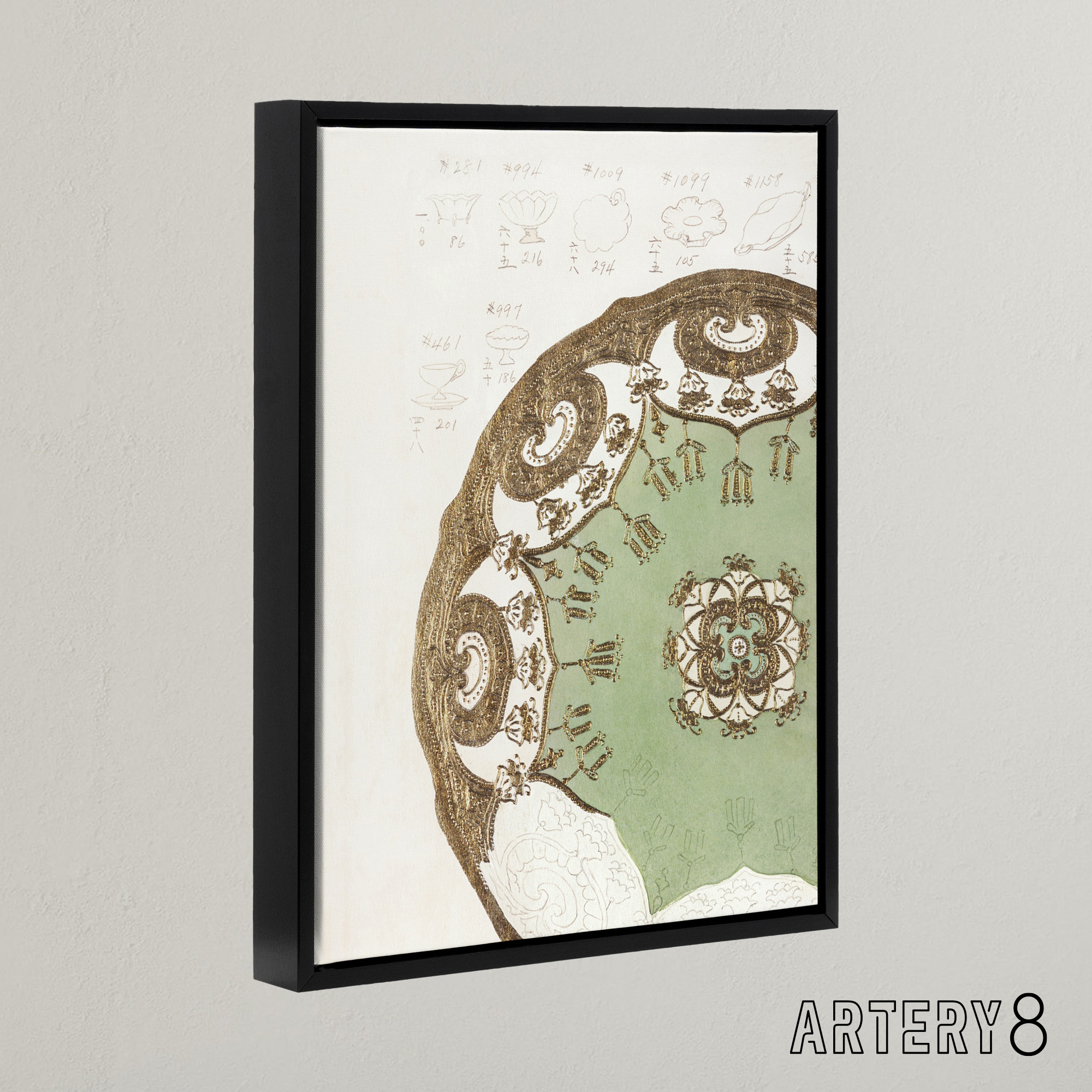 Vintage Japanese Design For Plate Framed Canvas Wall Art Print