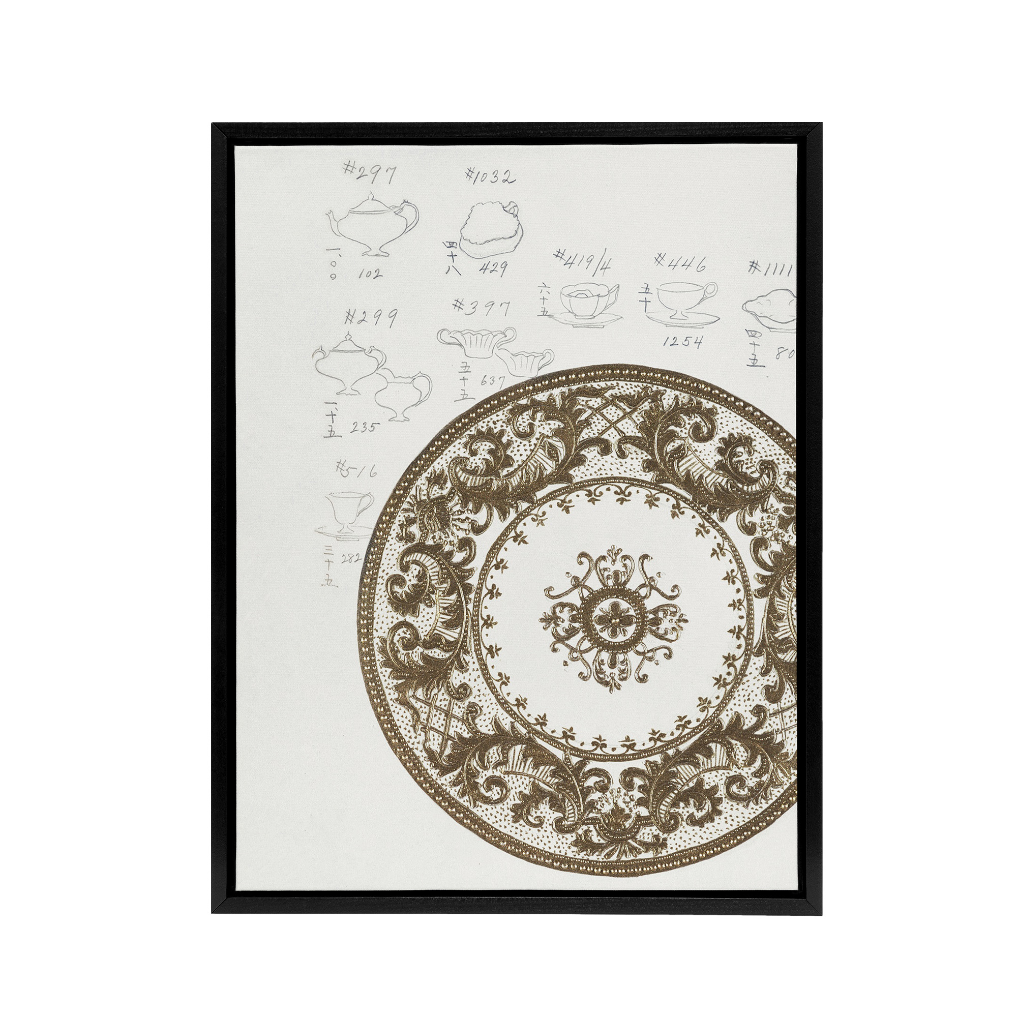 Vintage Filigree Design For Plate Framed Canvas Wall Art Print Noritake