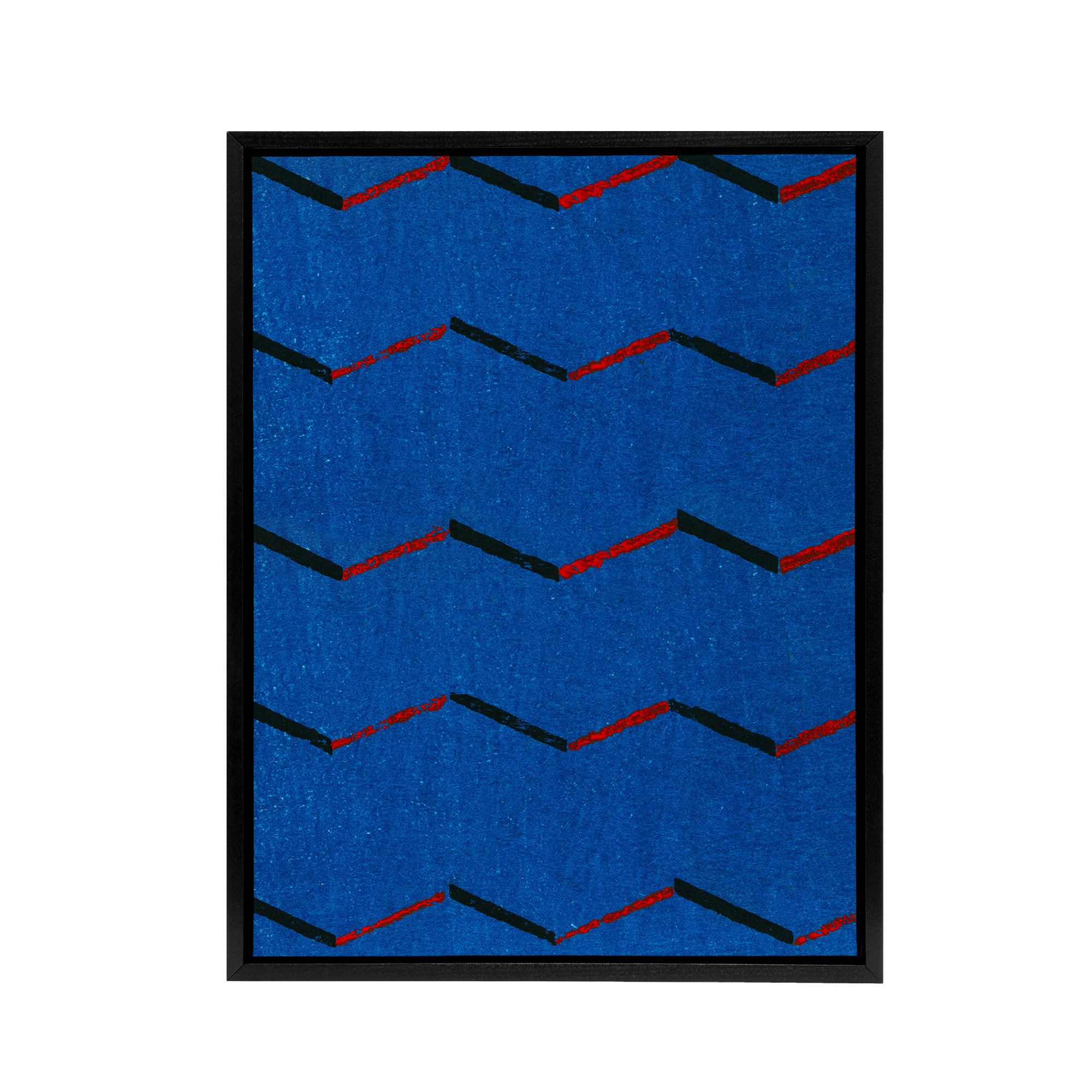 Red Blue Zig Zag Textile Pattern Framed Canvas Wall Art Print Korin