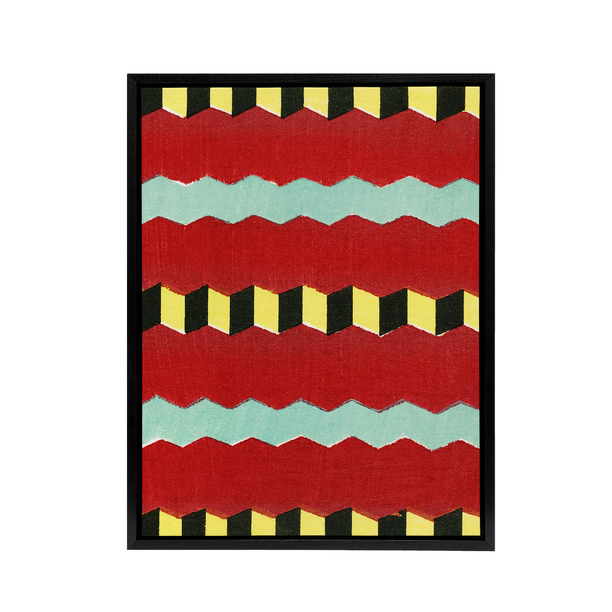 Shima Zig Zag Textile Patterns Framed Canvas Wall Art Print Furuya Korin