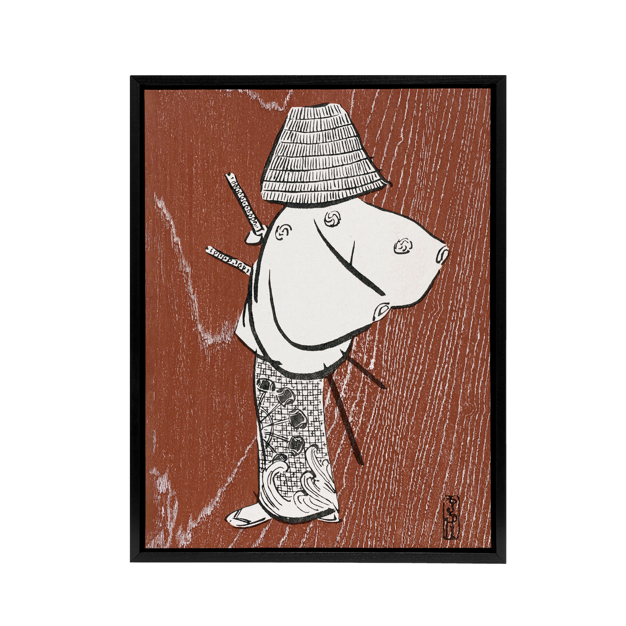 Samurai 1920 Vintage Japanese Framed Canvas Wall Art Print Sekka