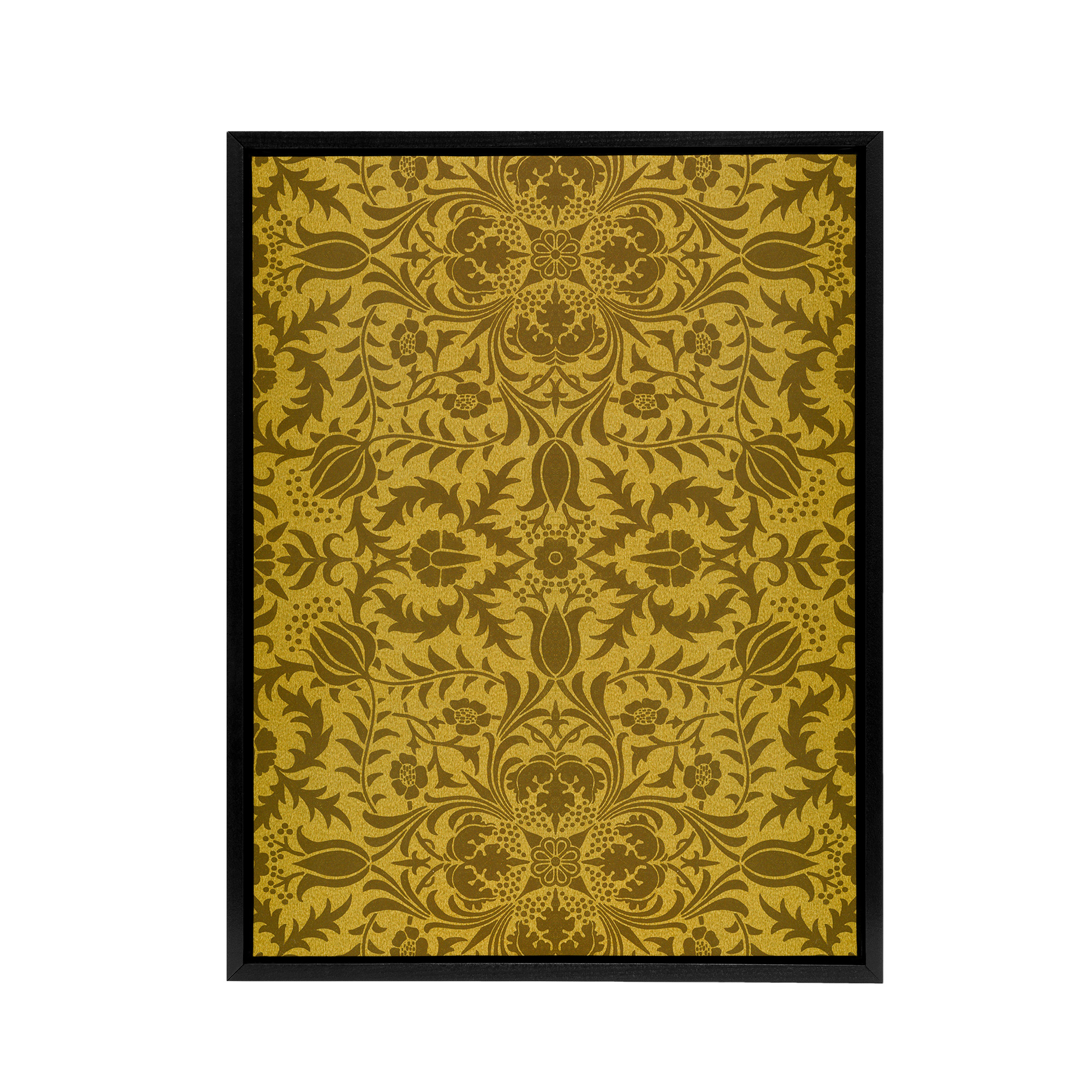 Floral Vine Filigree Pattern W. Morris Vintage Black Framed Canvas Wall Art