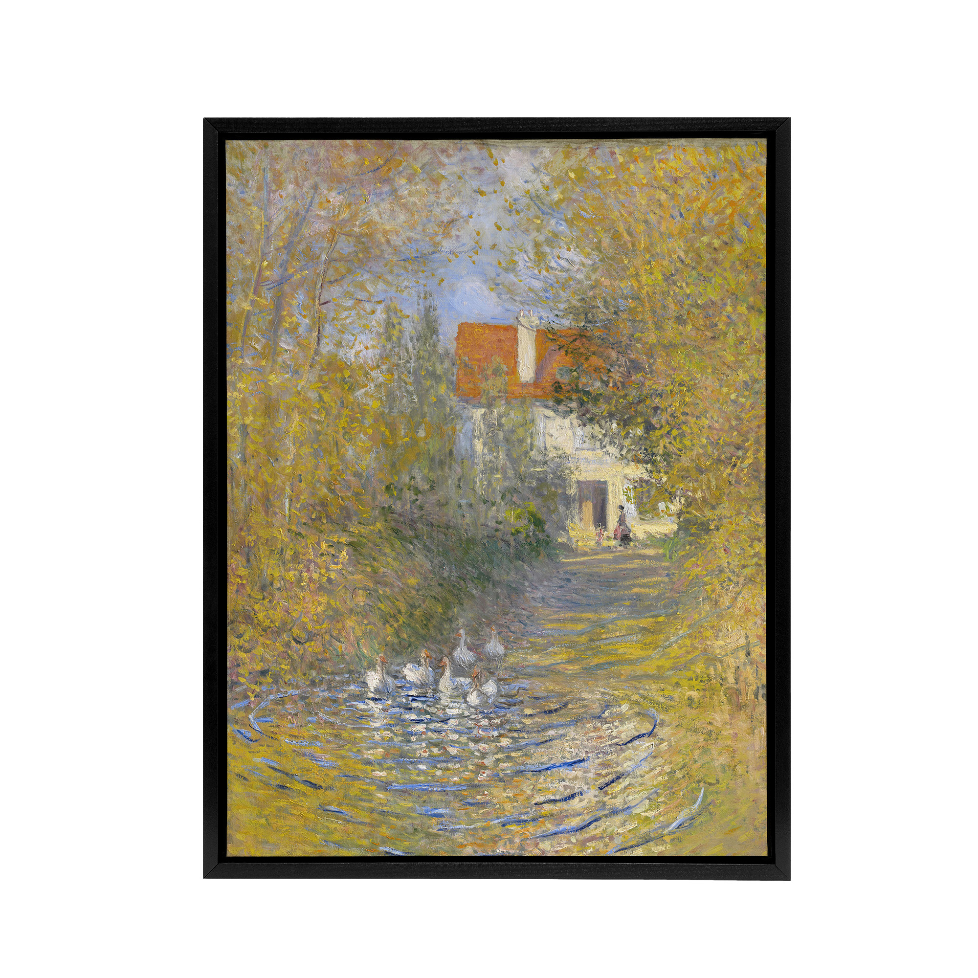The Geese Impressionist Painting Monet Vintage Black Framed Canvas Wall Art