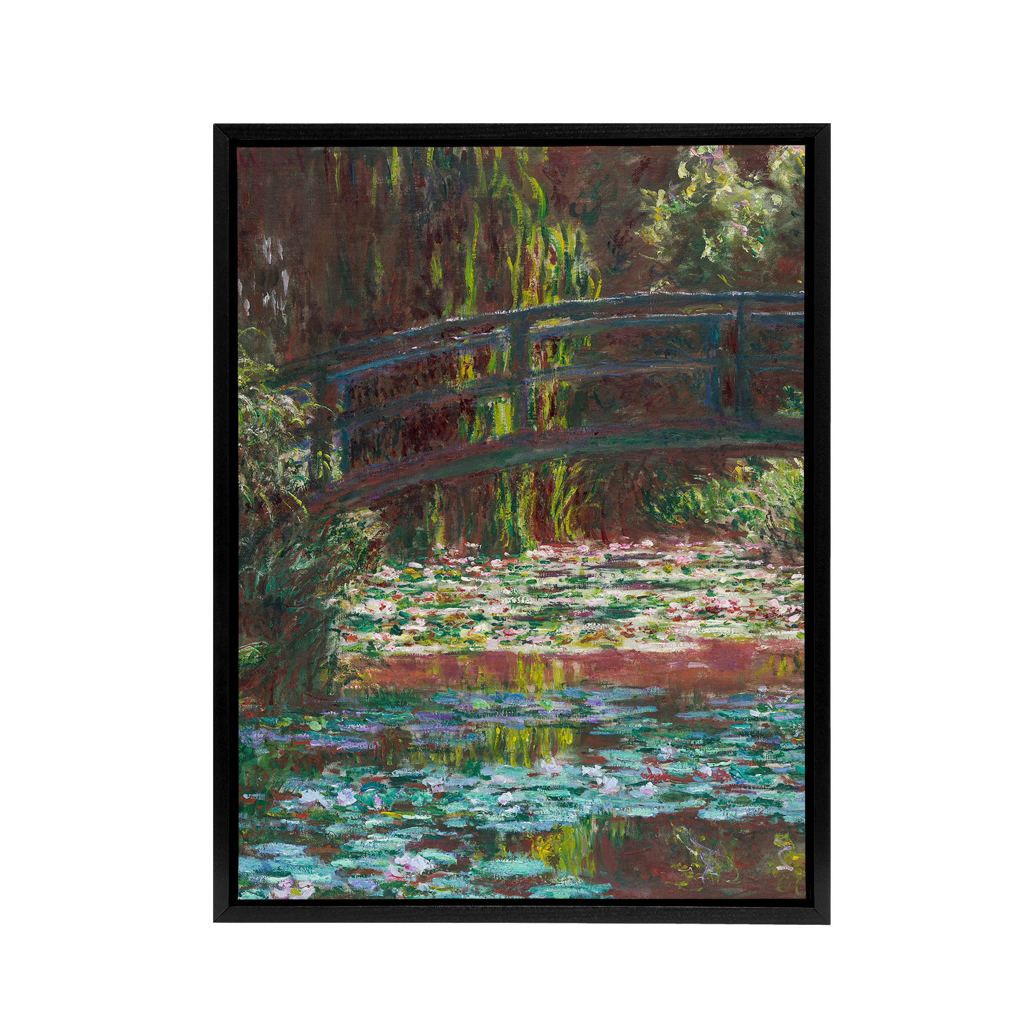 Water Lily Pond with Bridge Claude Monet Vintage Black Framed Canvas Wall Art