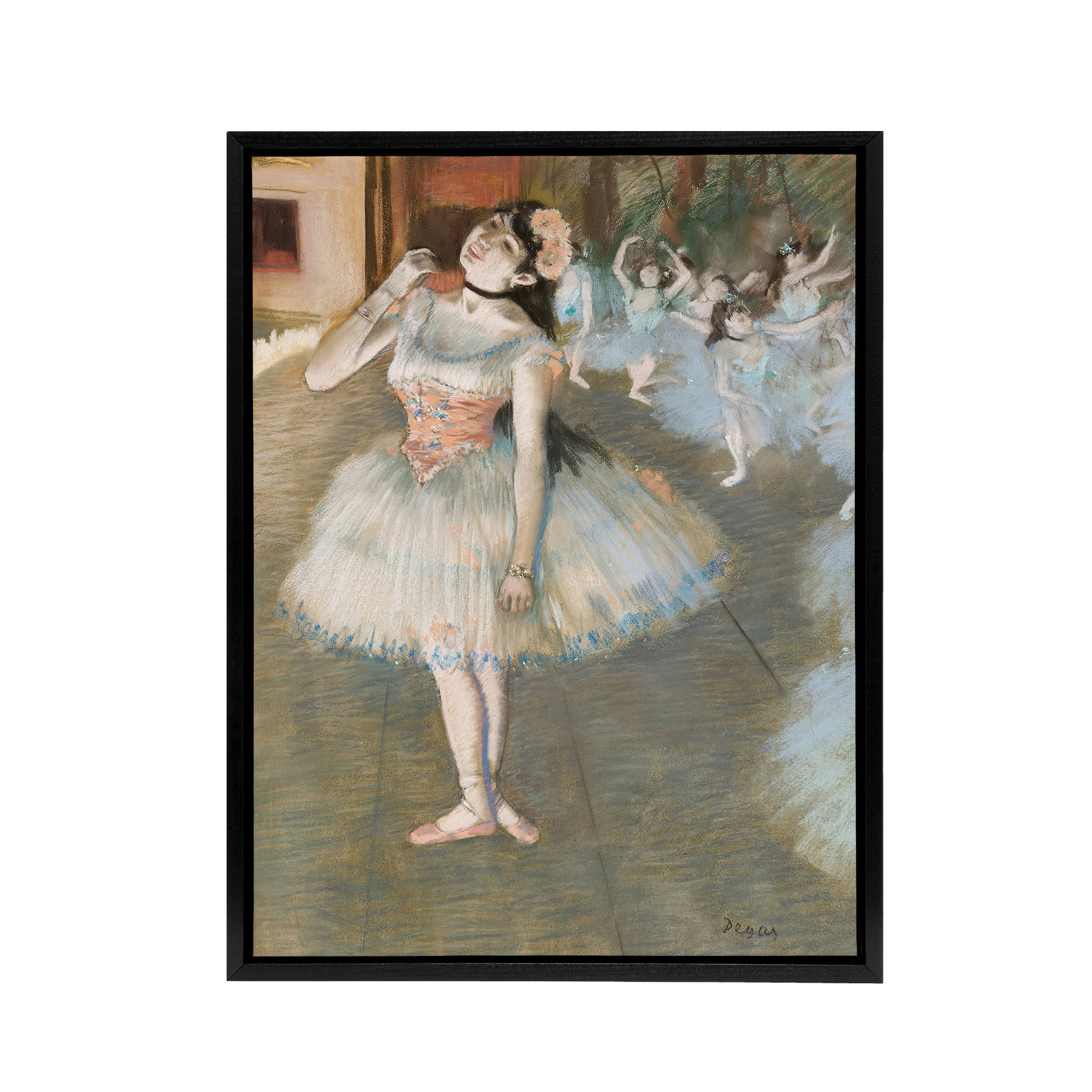 The Star Ballet Dancer Portrait Degas Vintage Black Framed Canvas Wall Art
