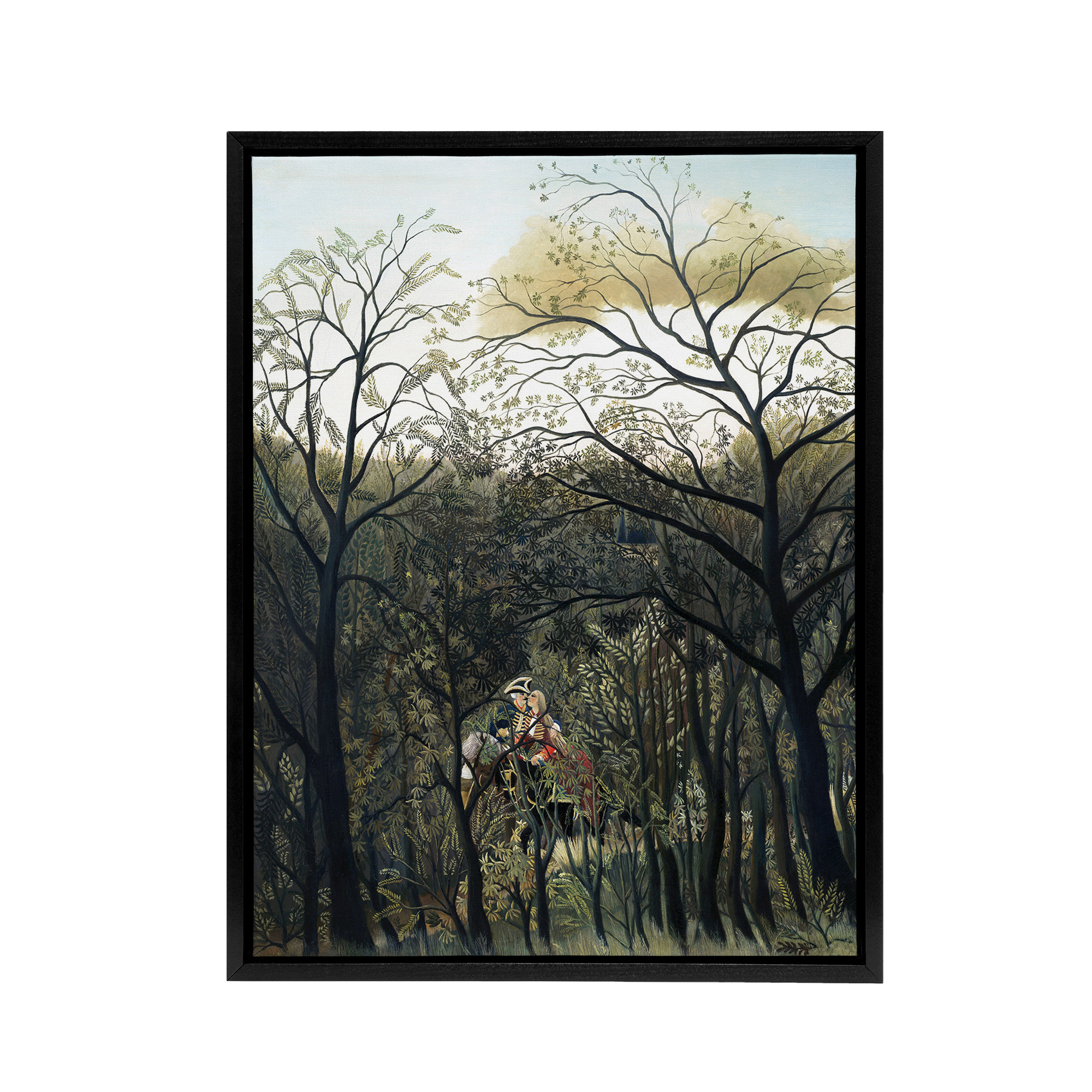 Rendezvous in the Forest Rousseau Vintage Black Framed Canvas Wall Art Print