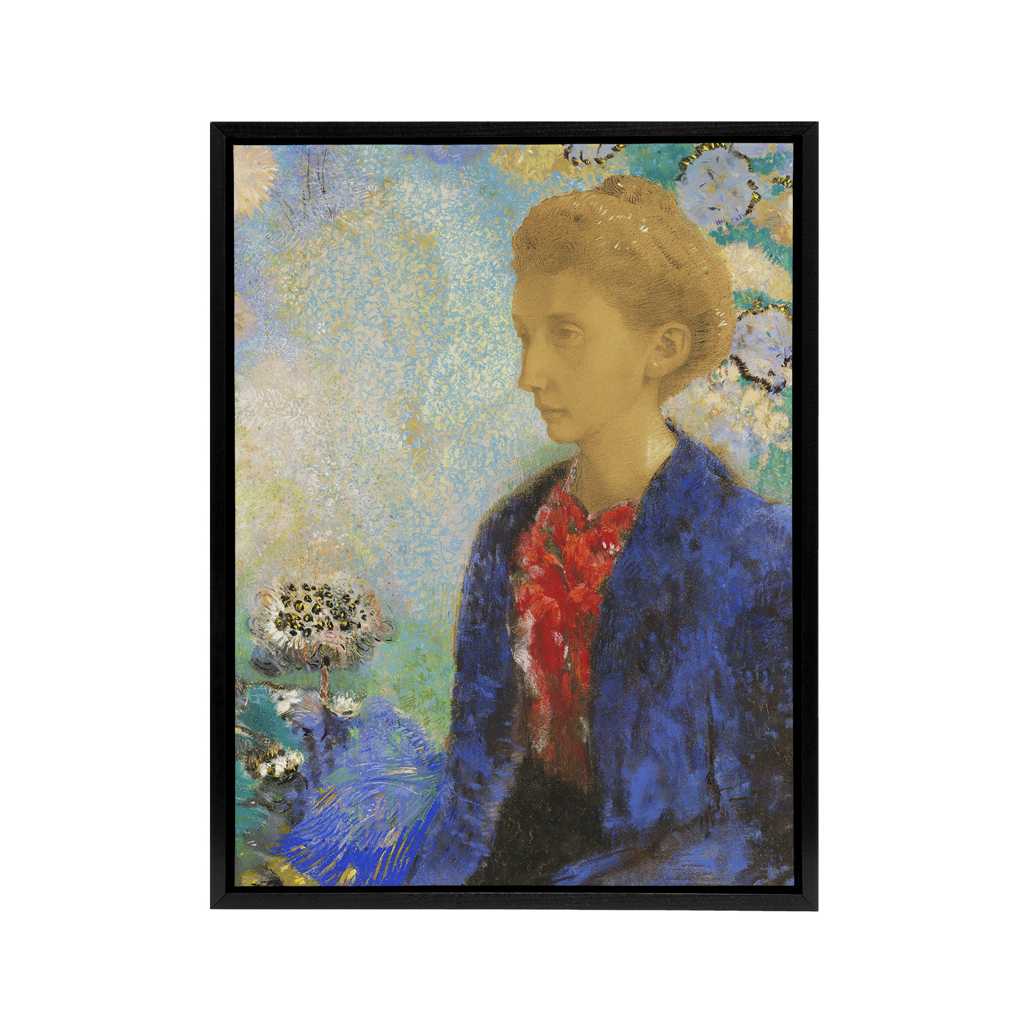 Baroness of Domecy Portrait Redon Vintage Black Framed Canvas Wall Art Print