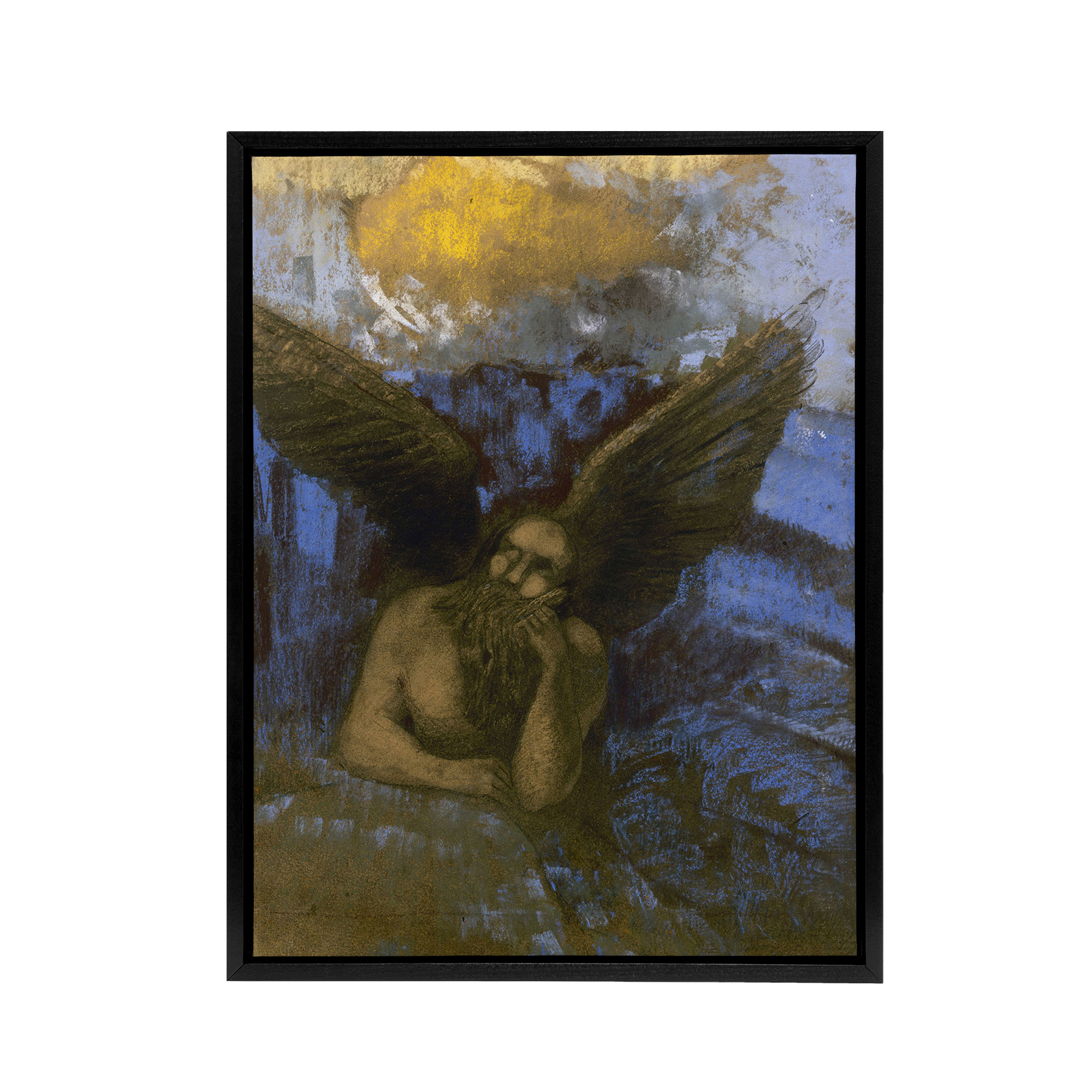 Old Angel Winged Sphinx Painting Redon Vintage Black Framed Canvas Wall Art