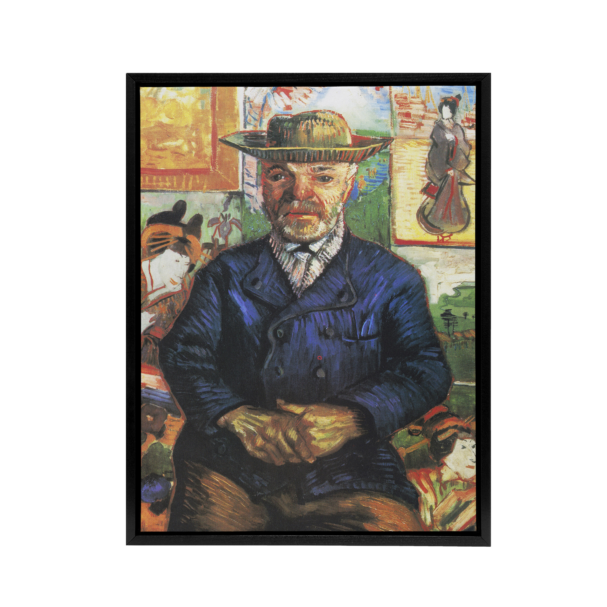 Portrait of Pere Tanguy Van Gogh Vintage Black Framed Canvas Wall Art Print