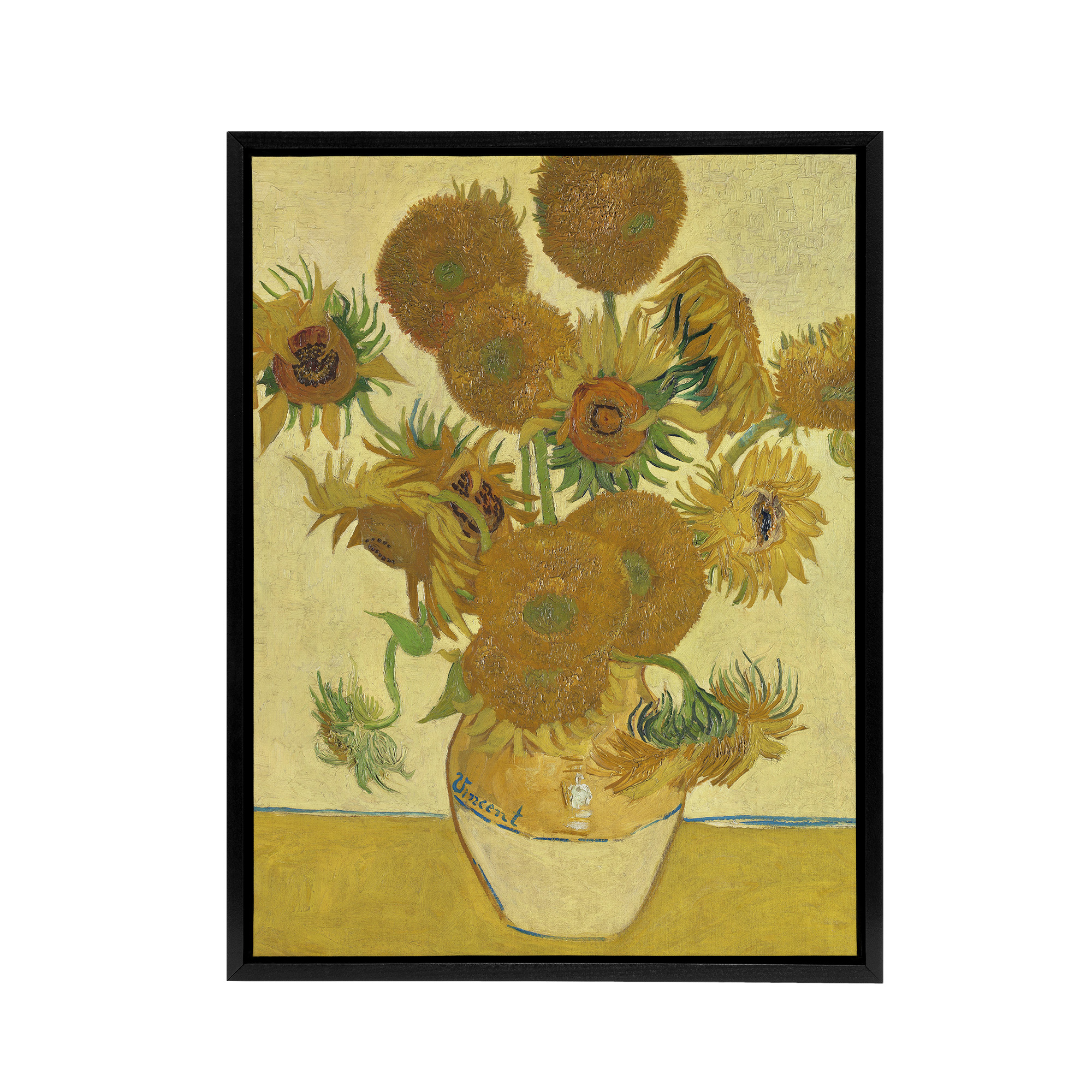 Sunflowers 1888 Floral Painting Van Gogh Vintage Black Framed Canvas Wall Art