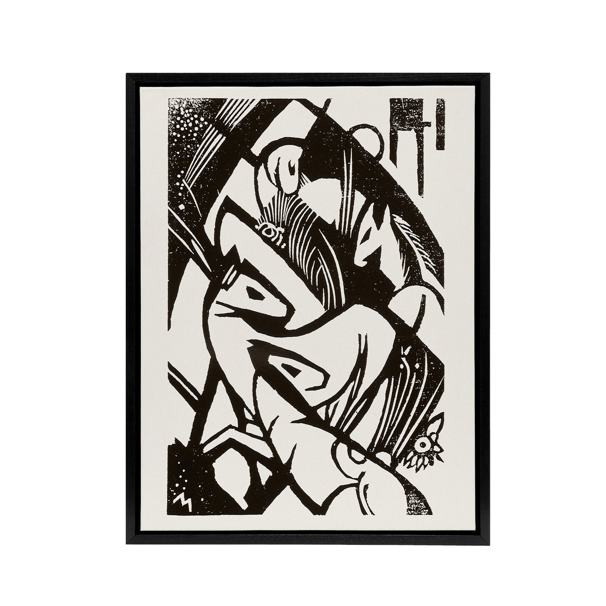 Horses 1912 Abstract Painting Franz Marc Vintage Black Framed Canvas Wall Art