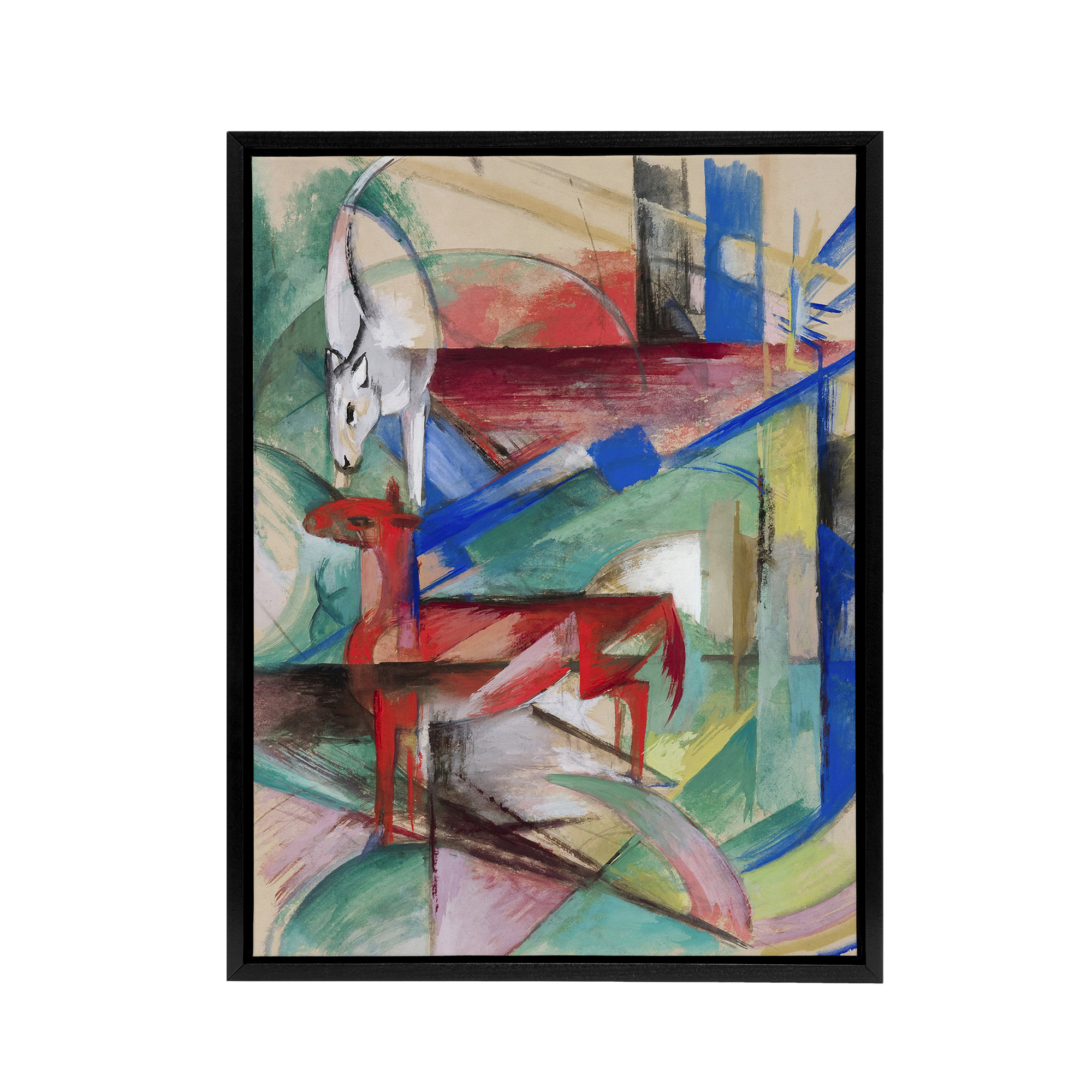 Landscape Animals Abstract Franz Marc Vintage Black Framed Canvas Wall Art