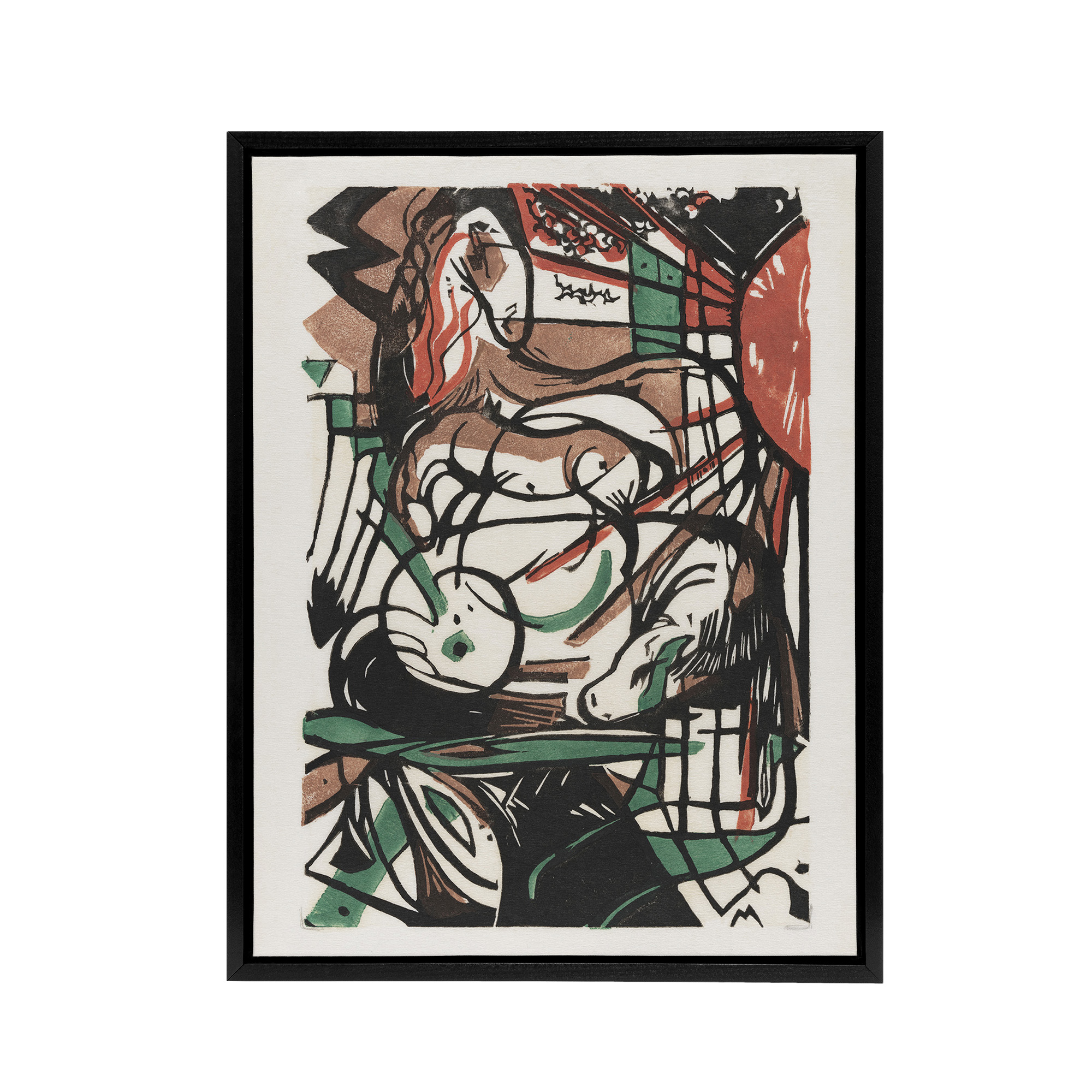The Birth of Horses Abstract Franz Marc Vintage Black Framed Canvas Wall Art