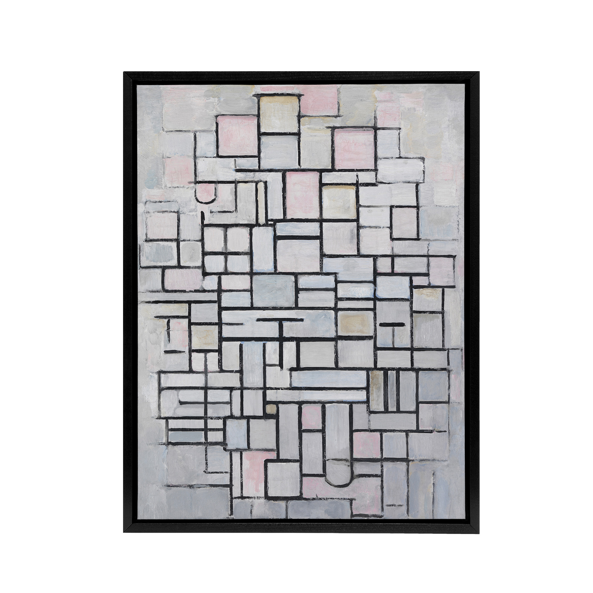 Composition No IV Abstract Mondrian Vintage Black Framed Canvas Wall Art