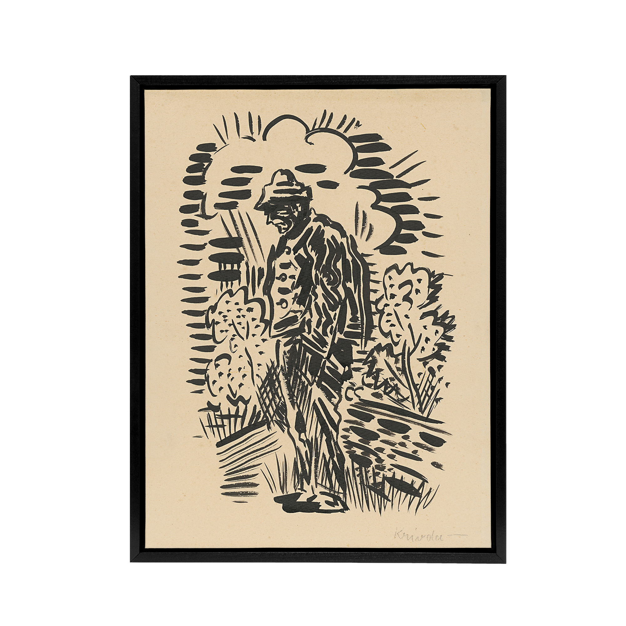 Guilt Ink Drawing Arnold Weisz Kubincan Black Framed Canvas Wall Art Print