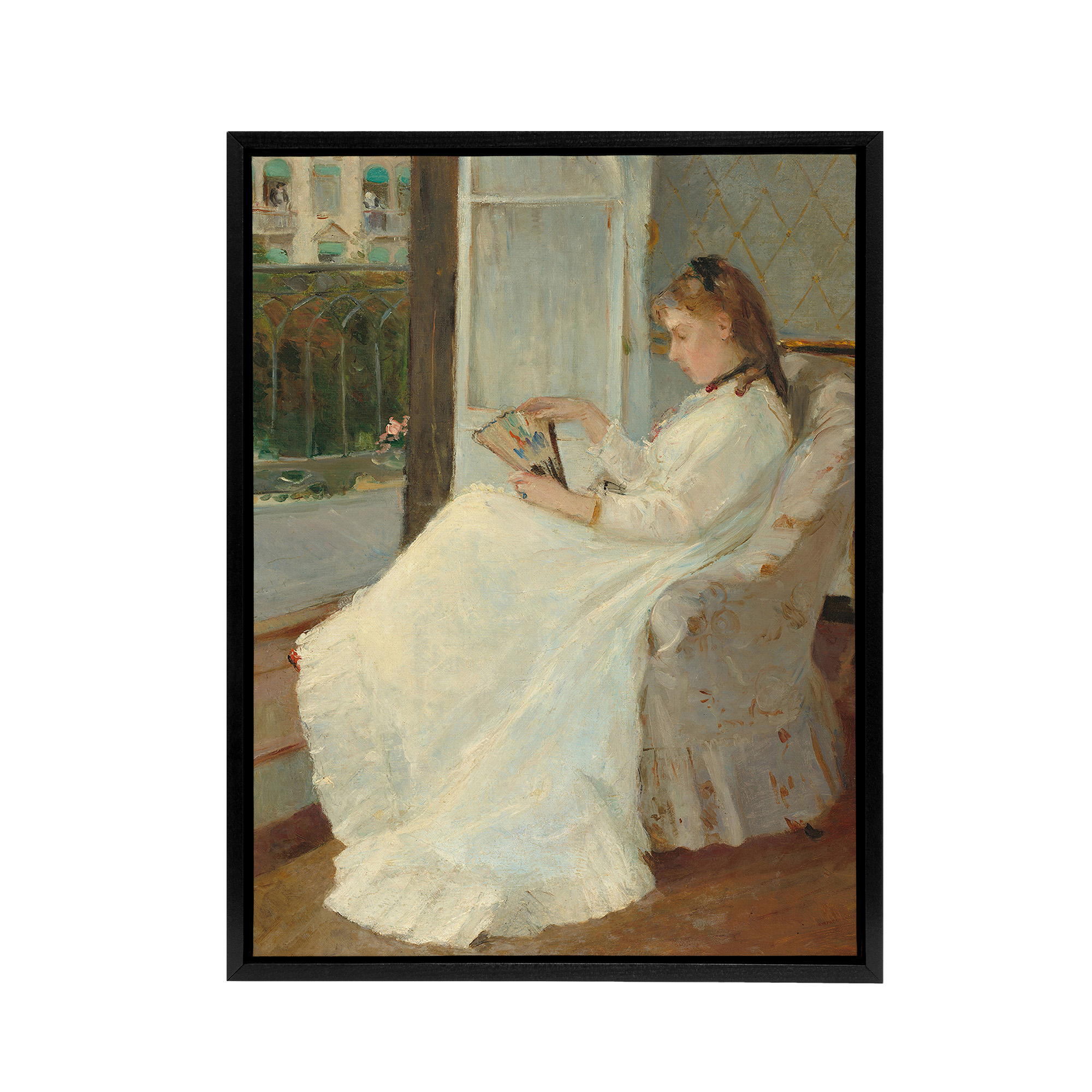 Portrait of Sister at a Window Morisot Black Framed Canvas Wall Art Print
