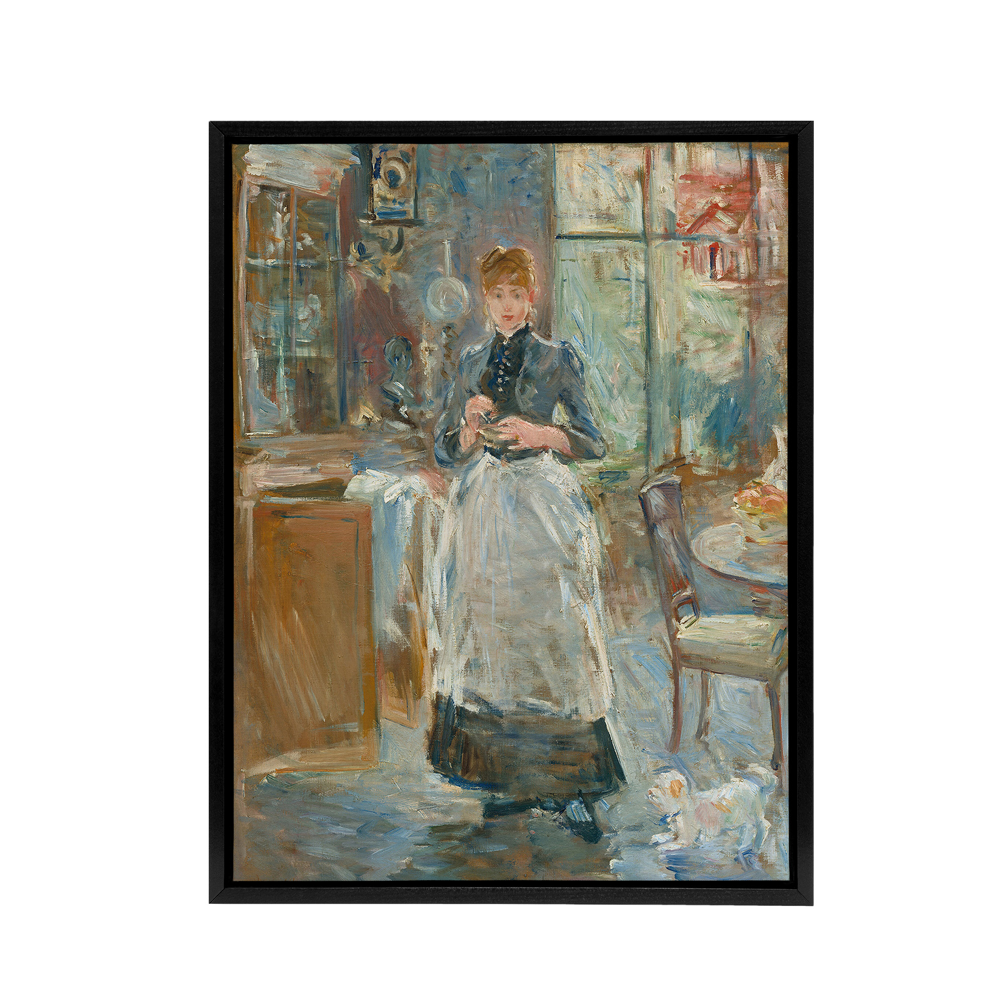 In the Dining Room Oil Painting Morisot Black Framed Canvas Wall Art Print