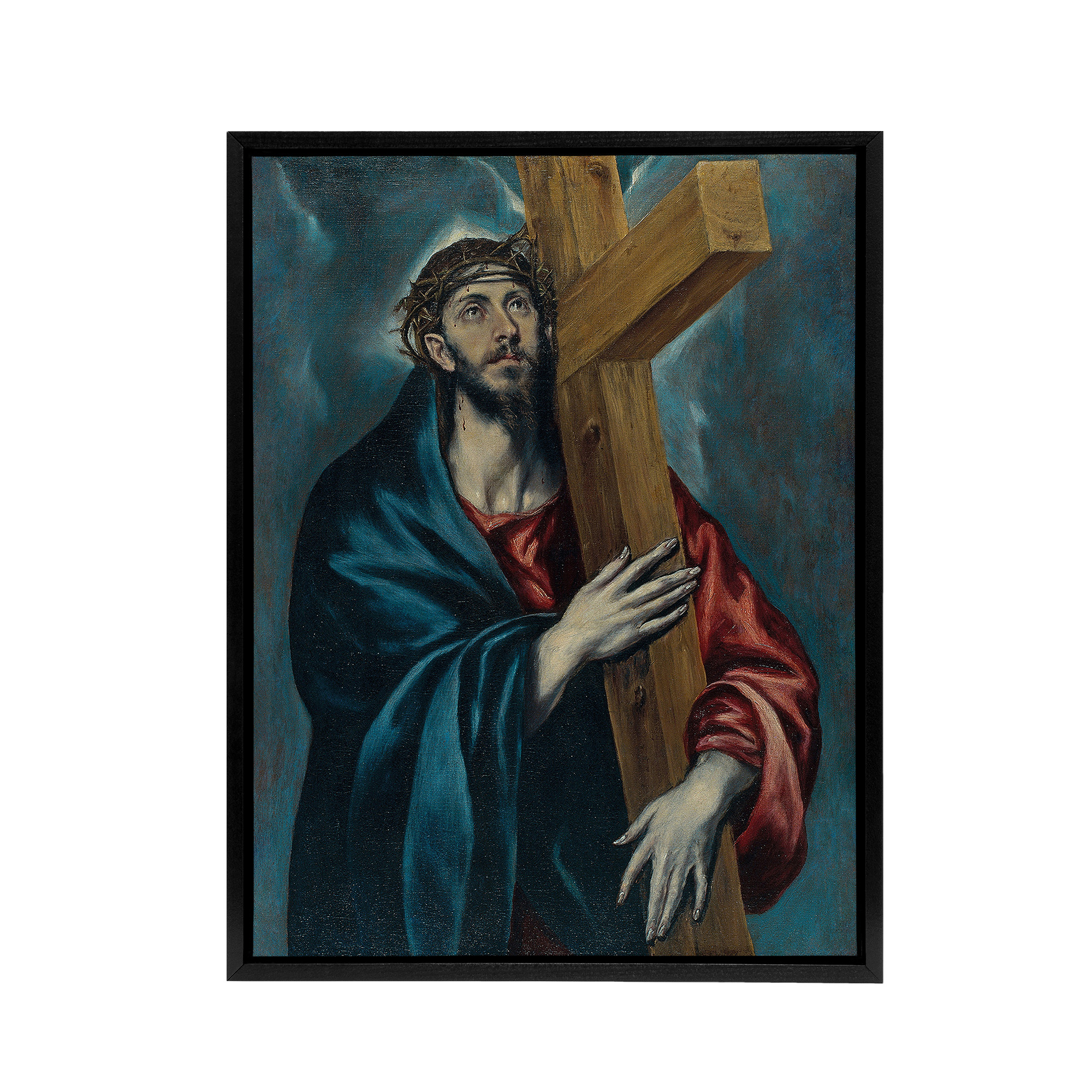 Jesus Christ Carrying The Cross El Greco Black Framed Canvas Wall Art Print