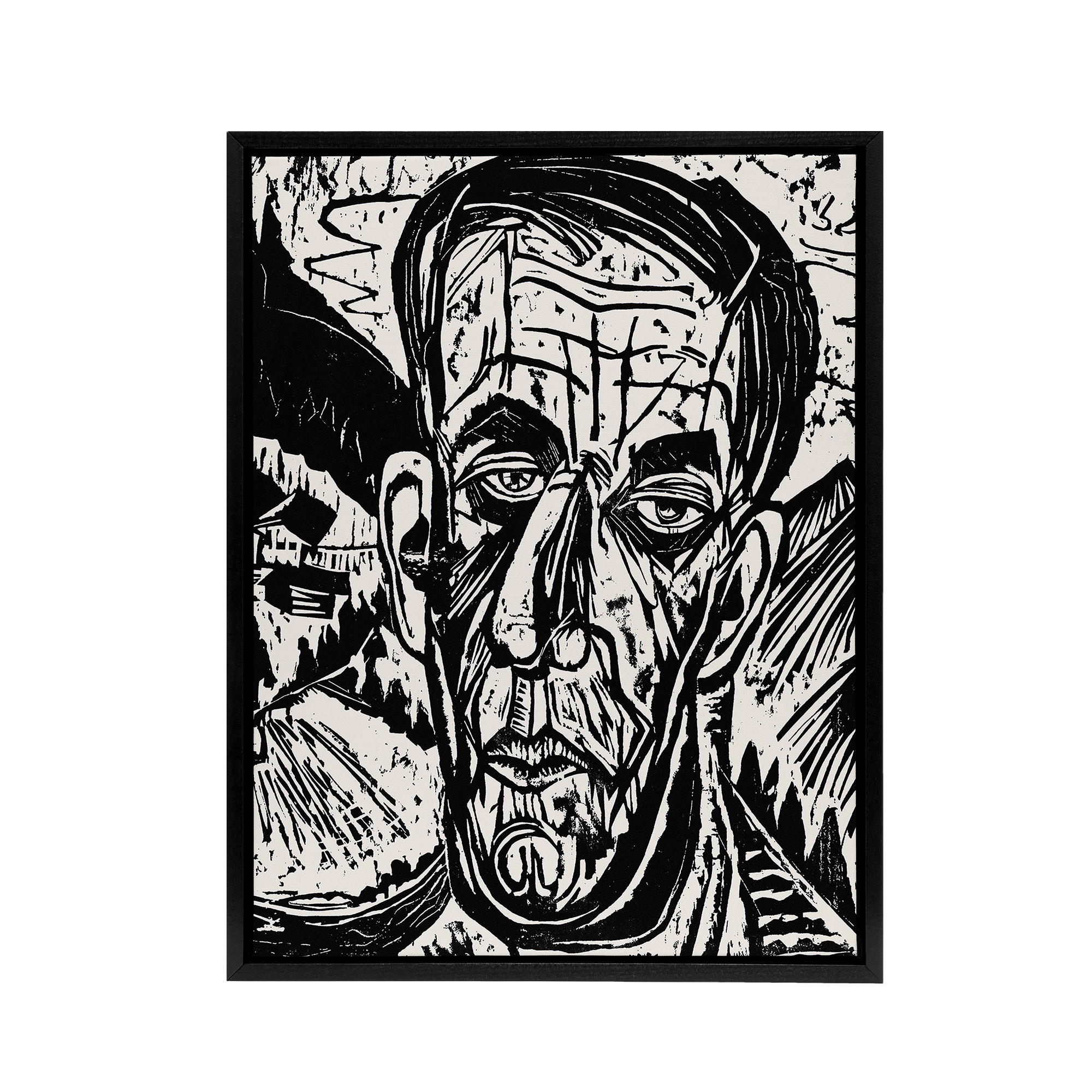 Head of Van de Velde Ernst Ludwig Kirchner Black Framed Canvas Wall Art Print