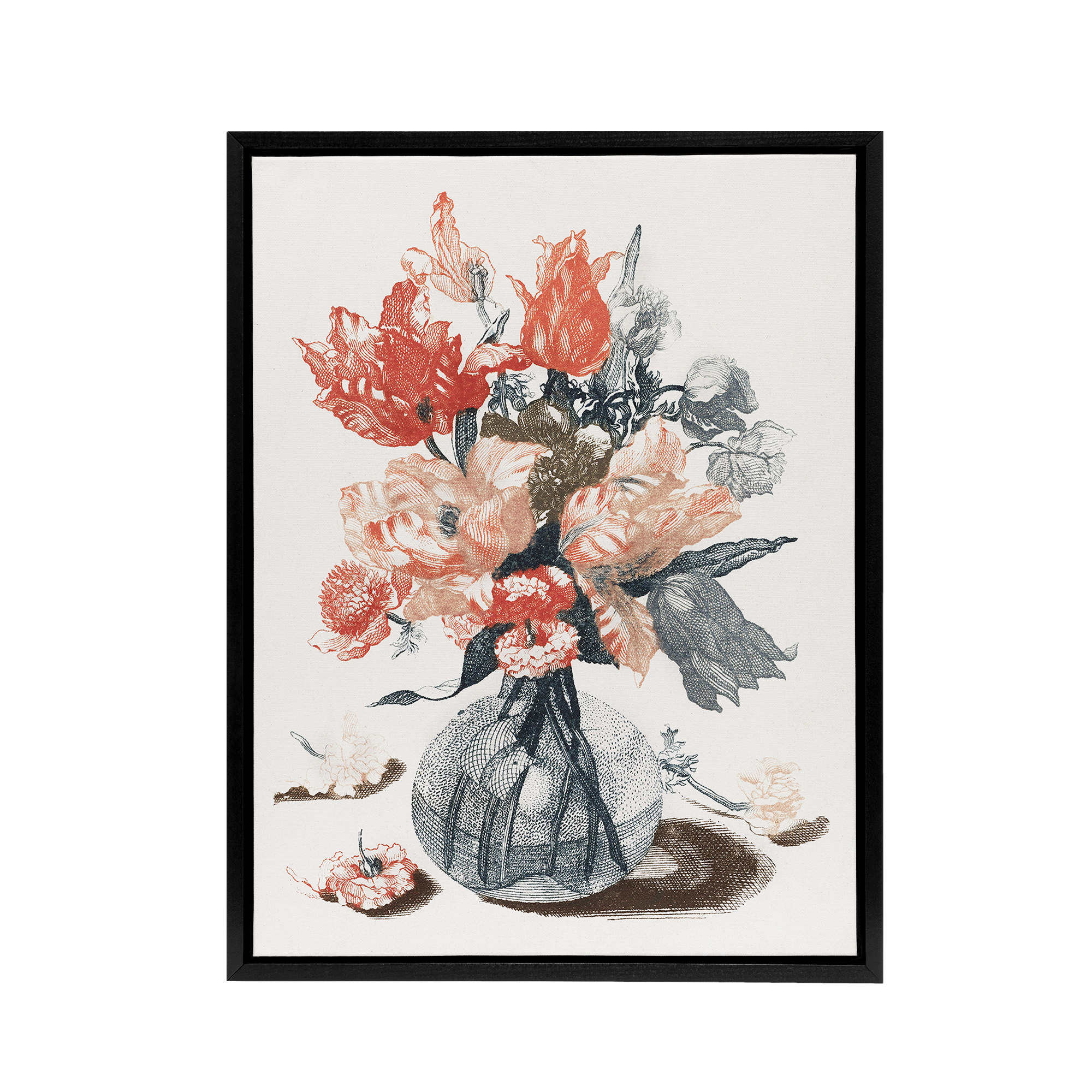 Glass Vase With Spring Flowers Johan Teyler Black Framed Canvas Wall Art Print