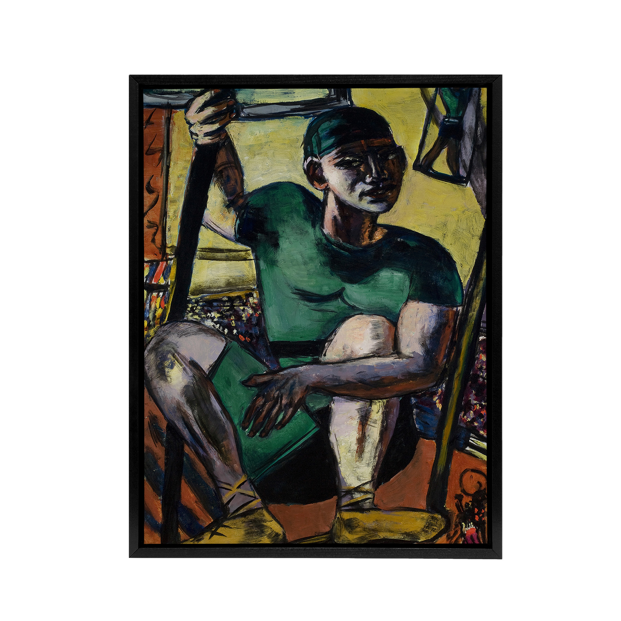 Acrobat Portrait on the Trapeze Max Beckmann Black Framed Canvas Wall Art Print