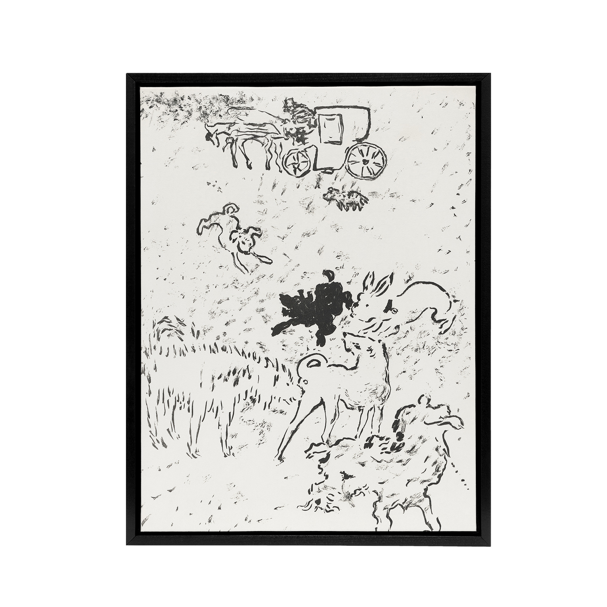 The Dogs Art Nouveau Drawing Pierre Bonnard Black Framed Canvas Wall Art Print