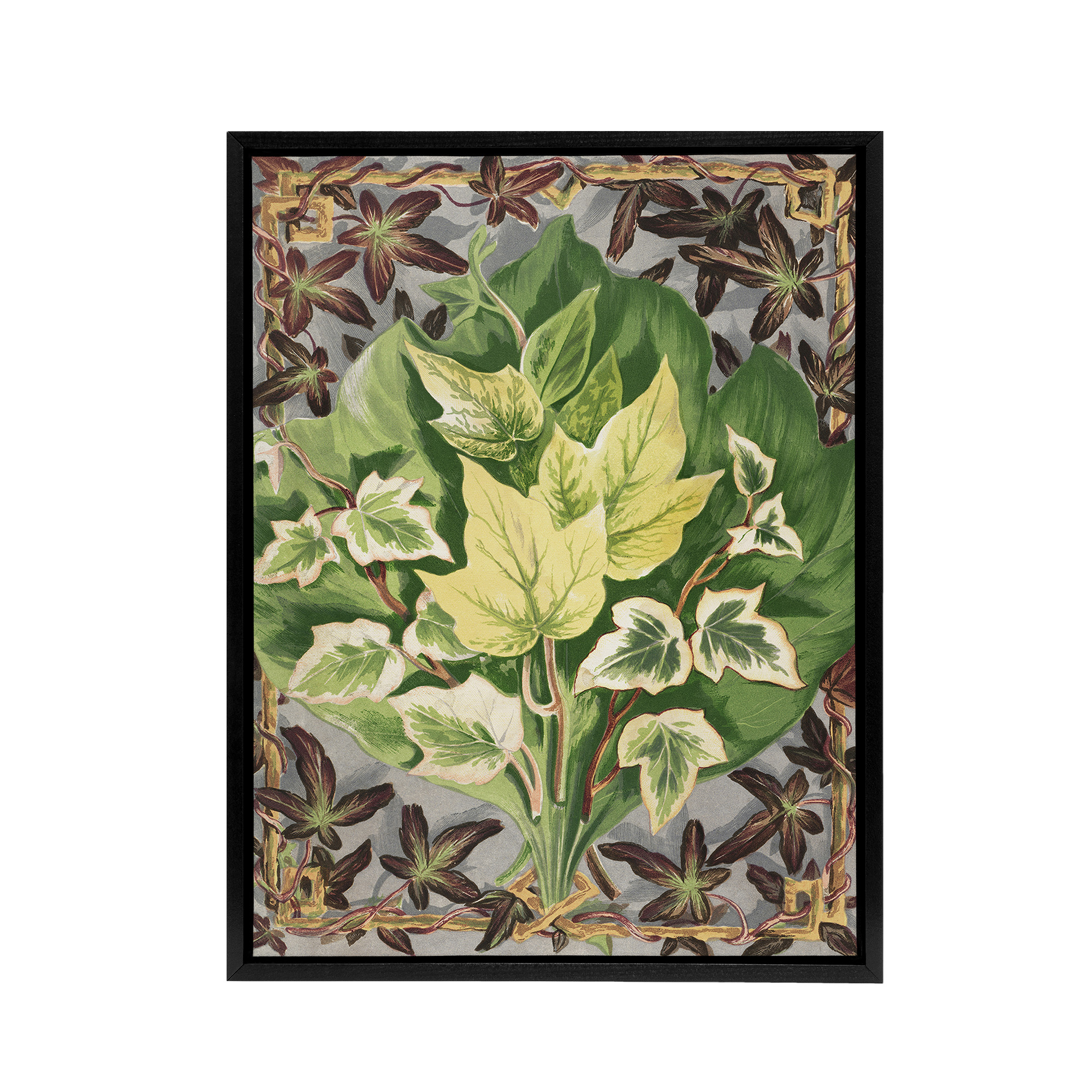Art Nouveau Ivy Leaves Painting Hibberd Black Framed Canvas Wall Art Print