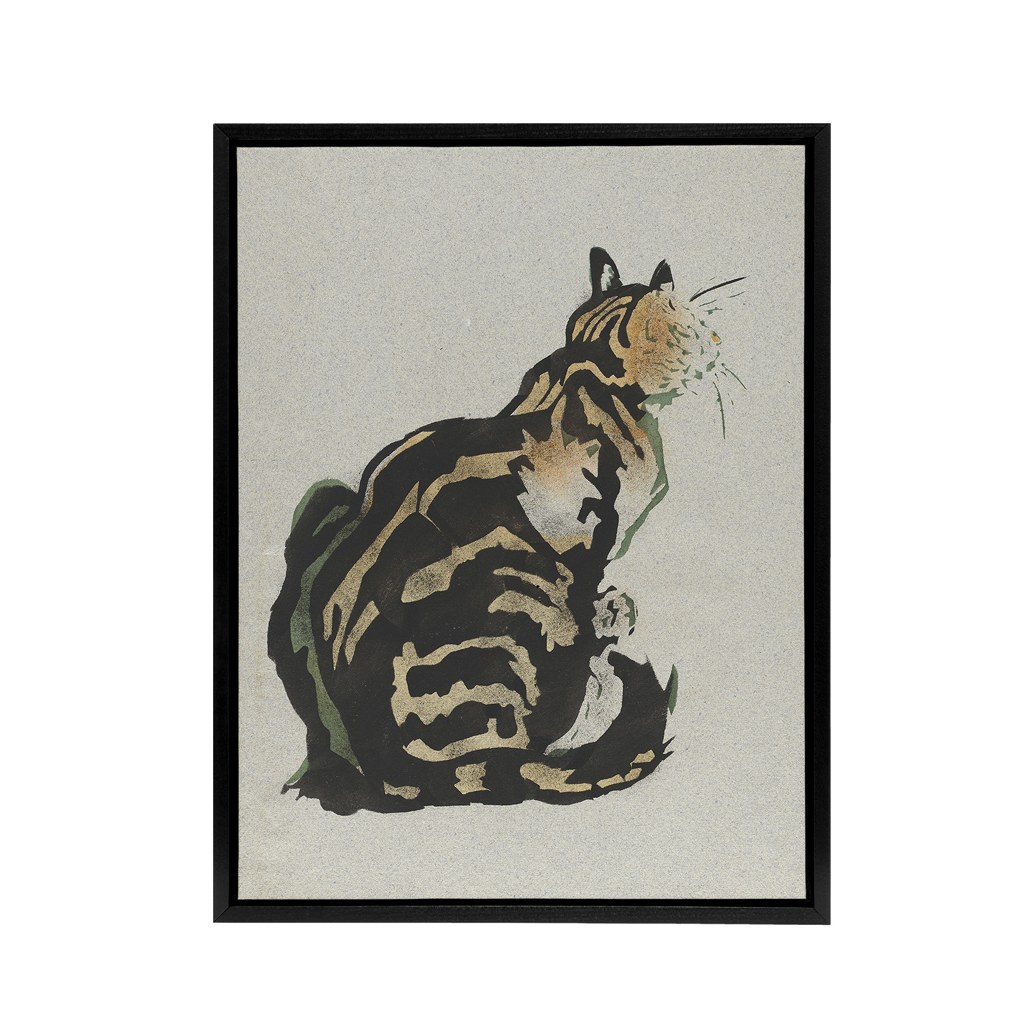 Sitting Cat Art Nouveau Painting Steinlen Black Framed Canvas Wall Art Print