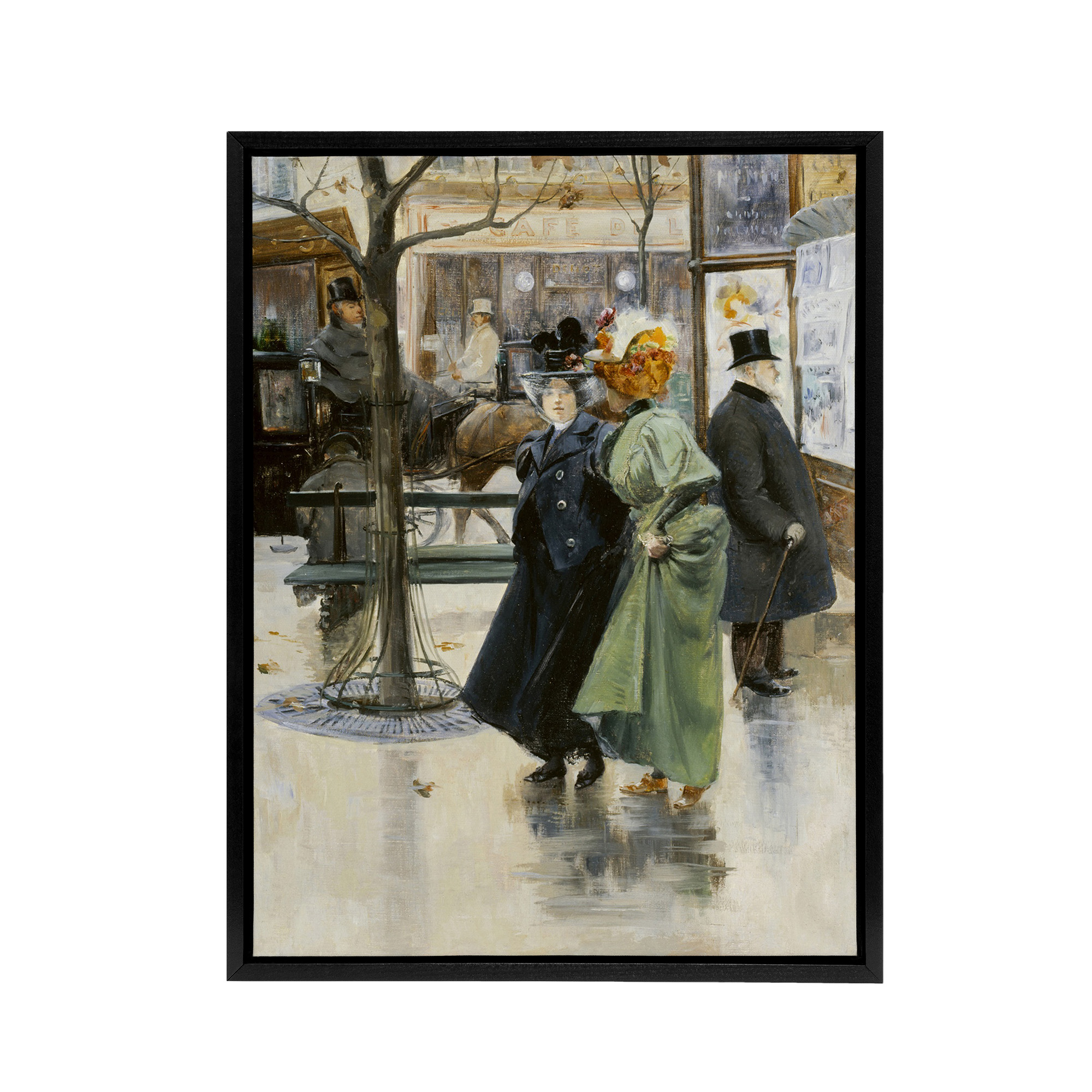 Abel Truchet On the Boulevards Parisian Street View Framed Canvas Wall Art Print