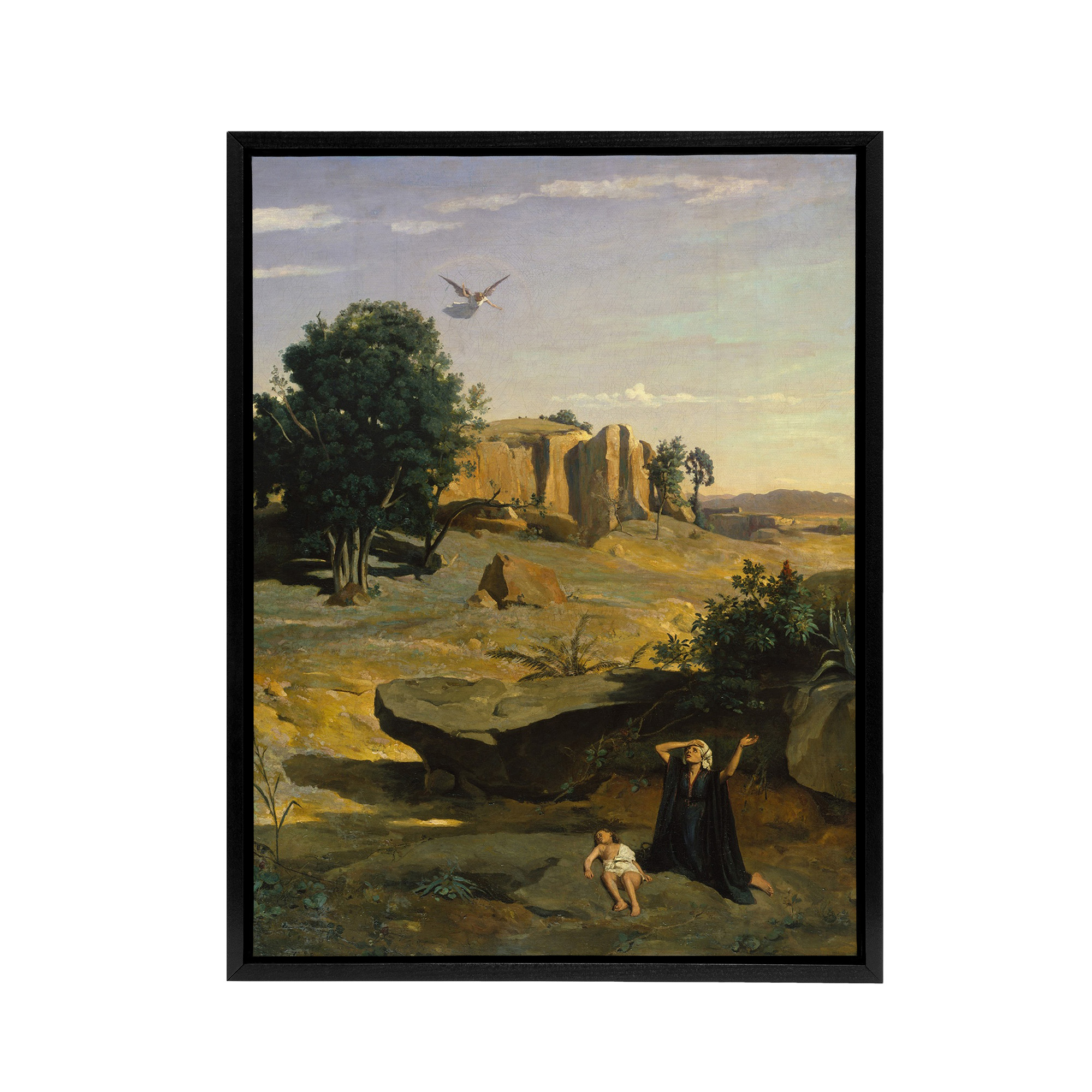 Camille Corot Hagar And Her Son in the Wilderness Framed Canvas Wall Art Print