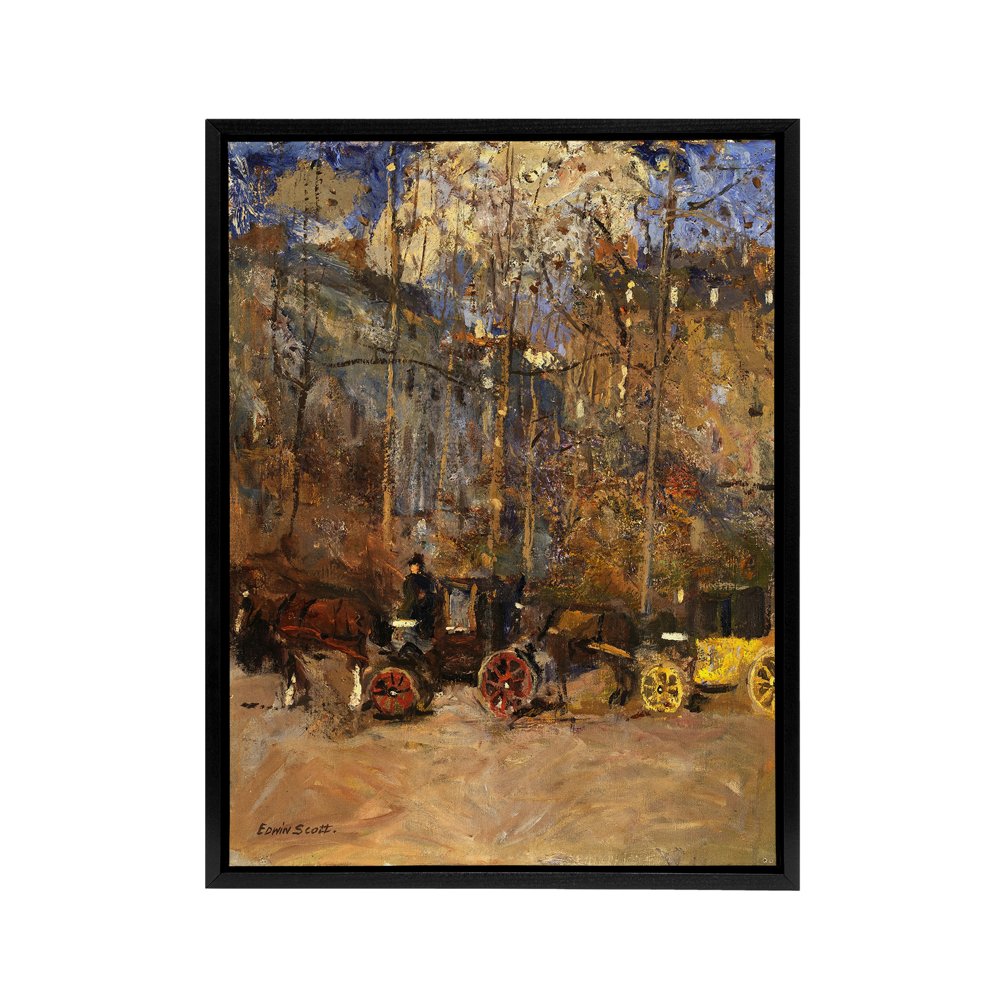 Frank Edwin Scott Horse Drawn Carriages Cabs Framed Canvas Wall Art Print