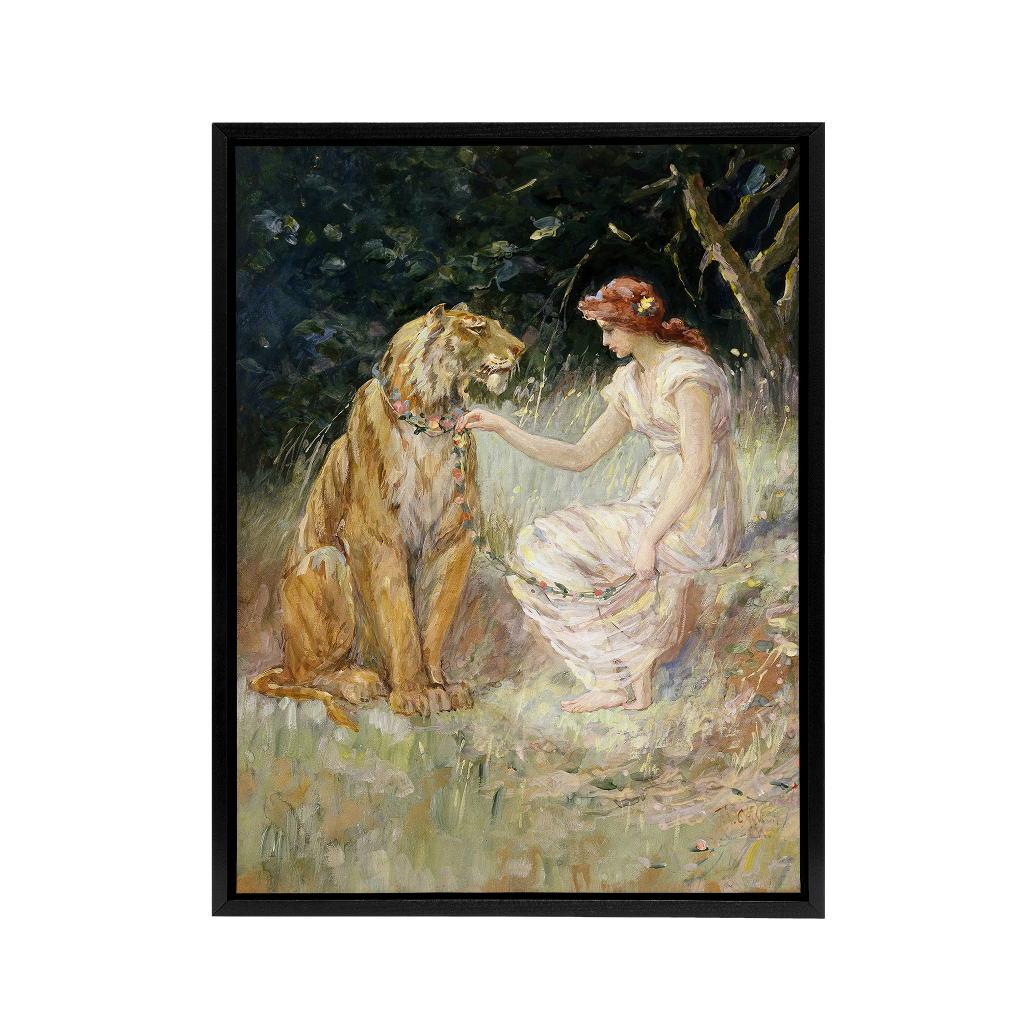 Frederick Stuart Church Lady and the Tiger Framed Canvas Wall Art Print