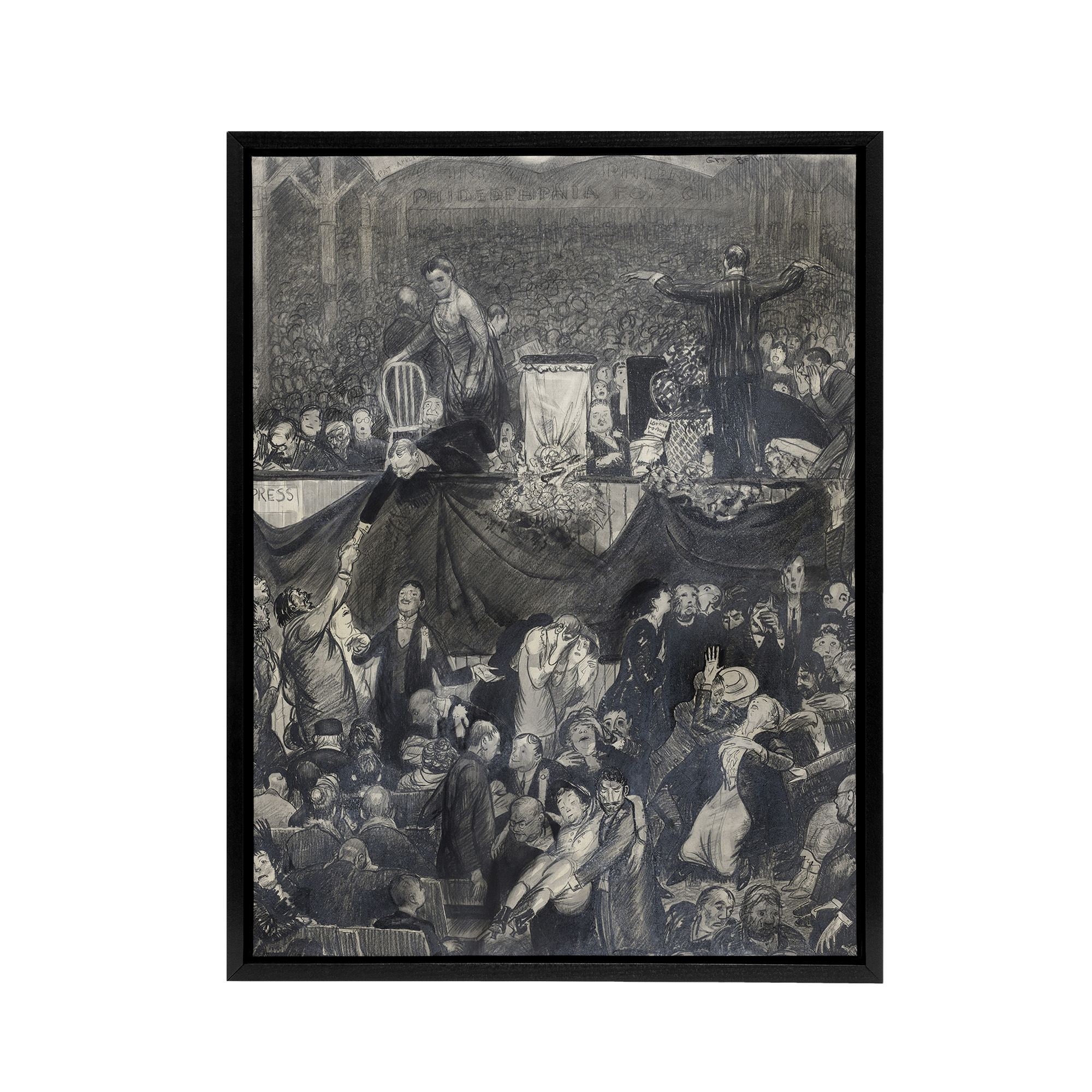 George Bellows The Sawdust Trail Pencil Drawing Framed Canvas Wall Art Print