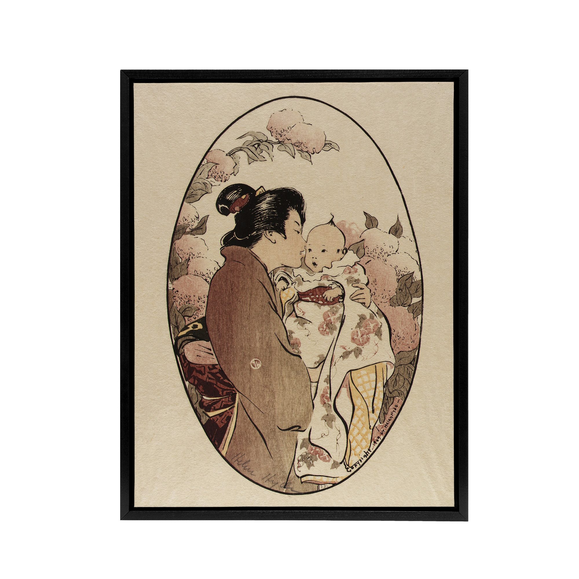 Helen Hyde The Secret Japanese Mother and Child Framed Canvas Wall Art Print