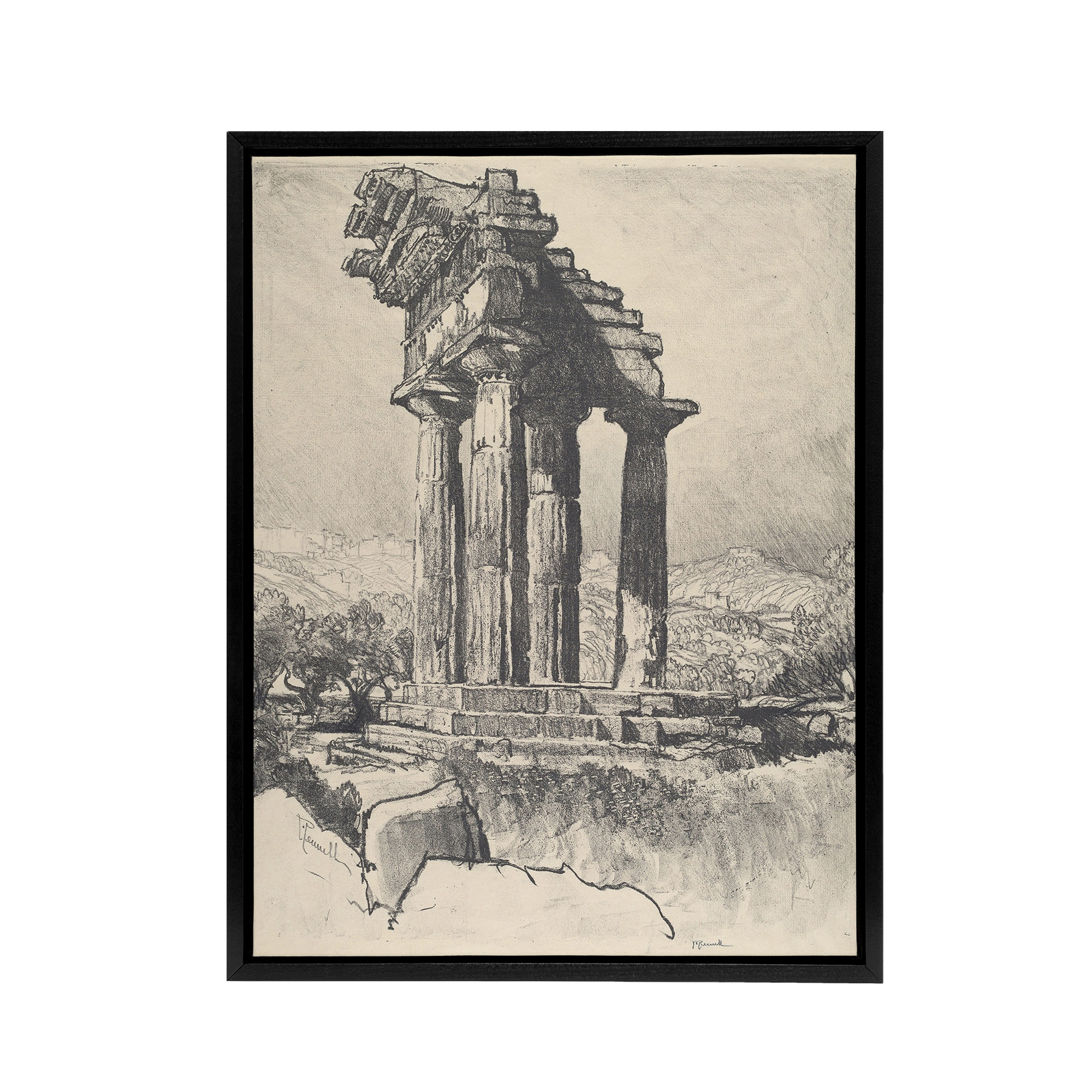 Joseph Pennell The Columns of Castor and Pollux Framed Canvas Wall Art Print