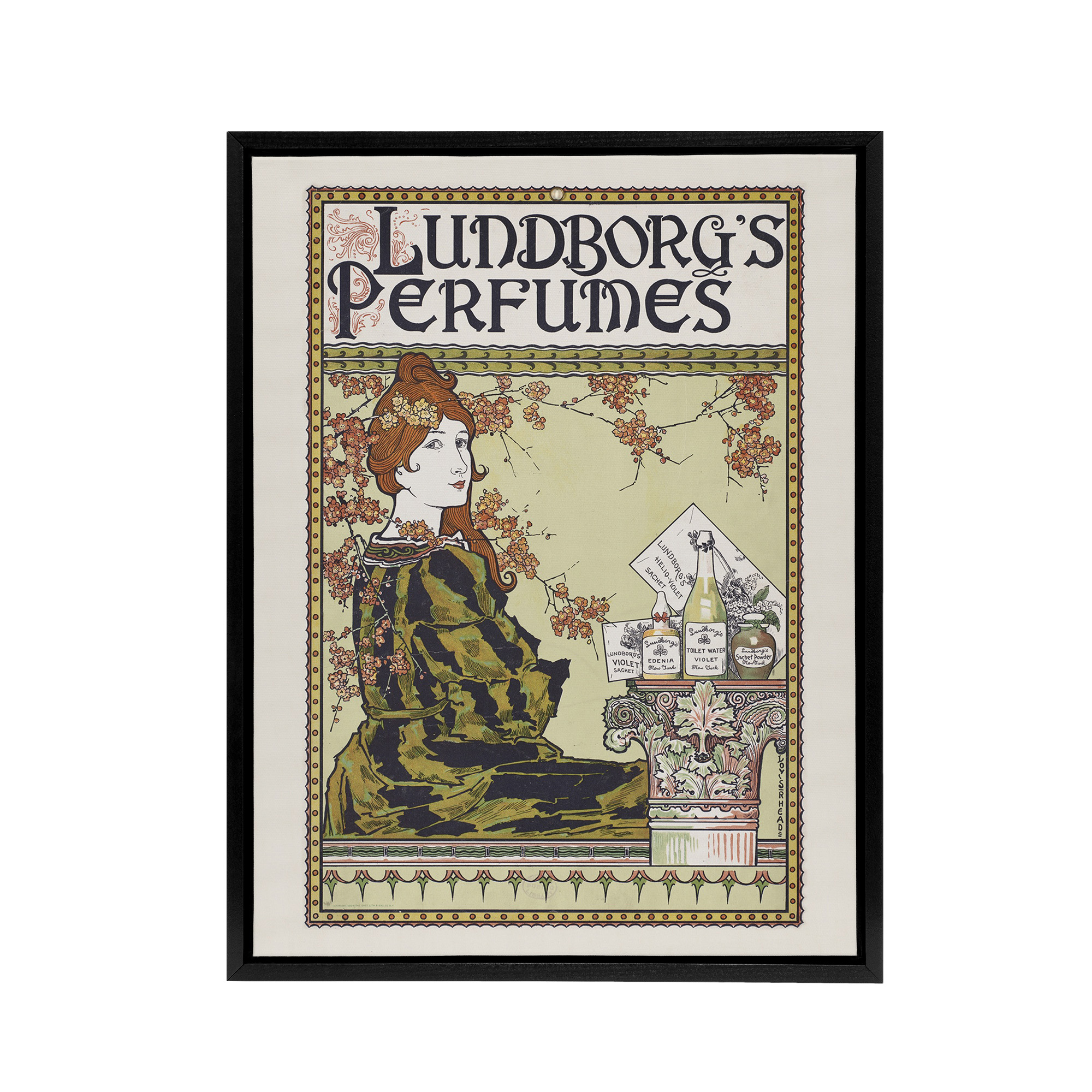 Louis Rhead Lundborgs Art Nouveau Vintage Advert Framed Canvas Wall Art Print