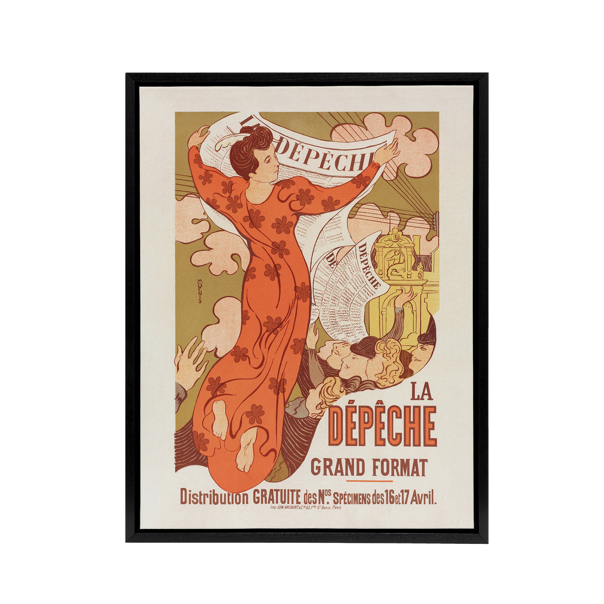 Maurice Denis La Depeche de Toulouse Vintage Advert Framed Canvas Wall Art Print