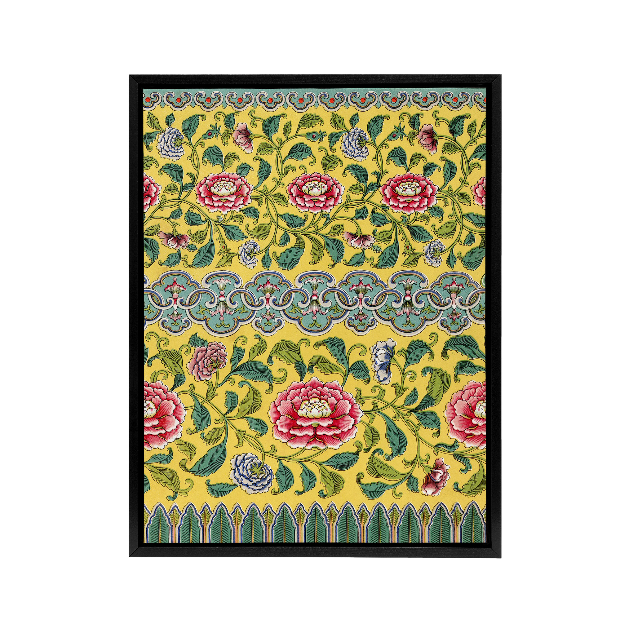 Owen Jones Colourful Ornamental Flower Pattern Framed Canvas Wall Art Print