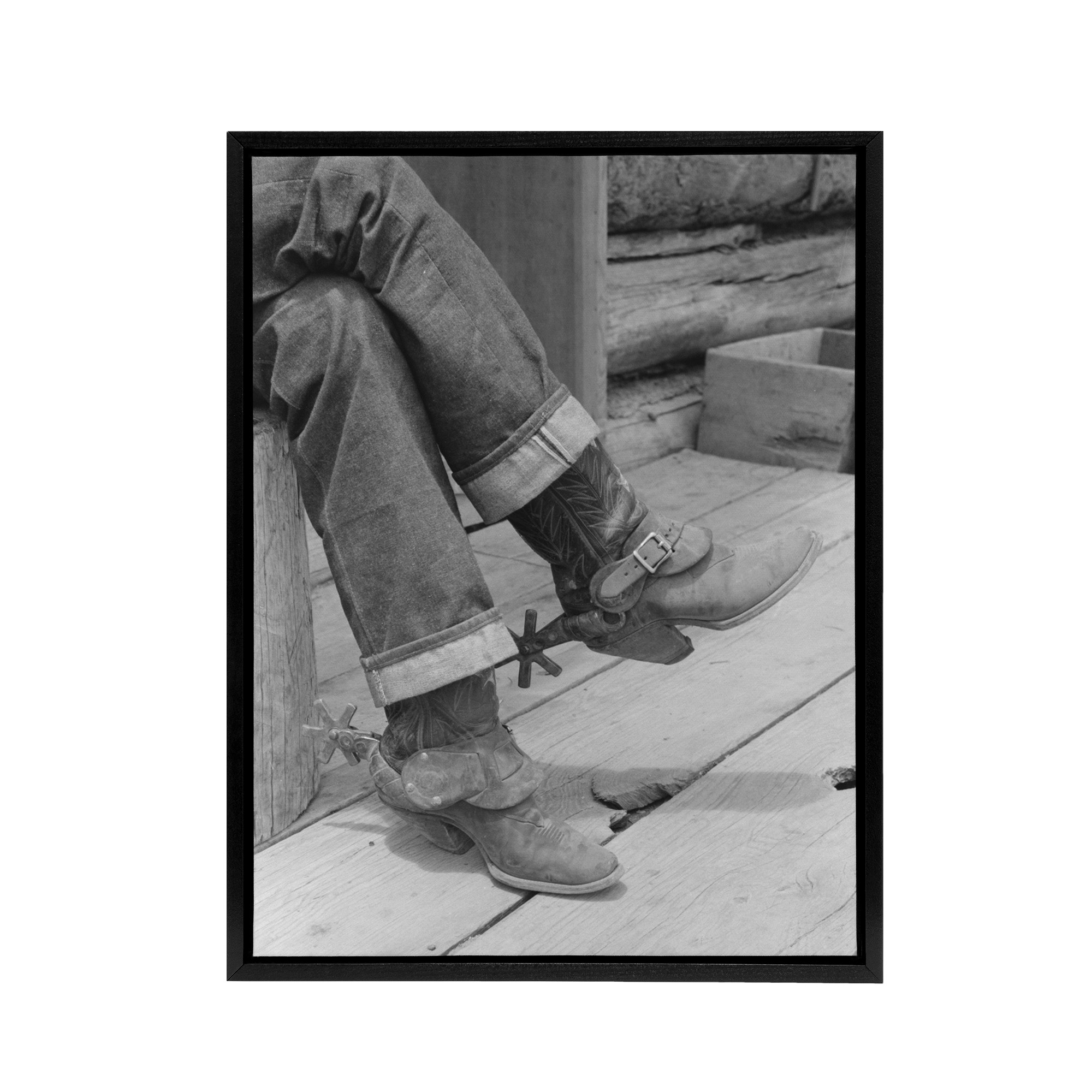 Russell Lee Boots and Spurs Vintage Photograph Framed Canvas Wall Art Print