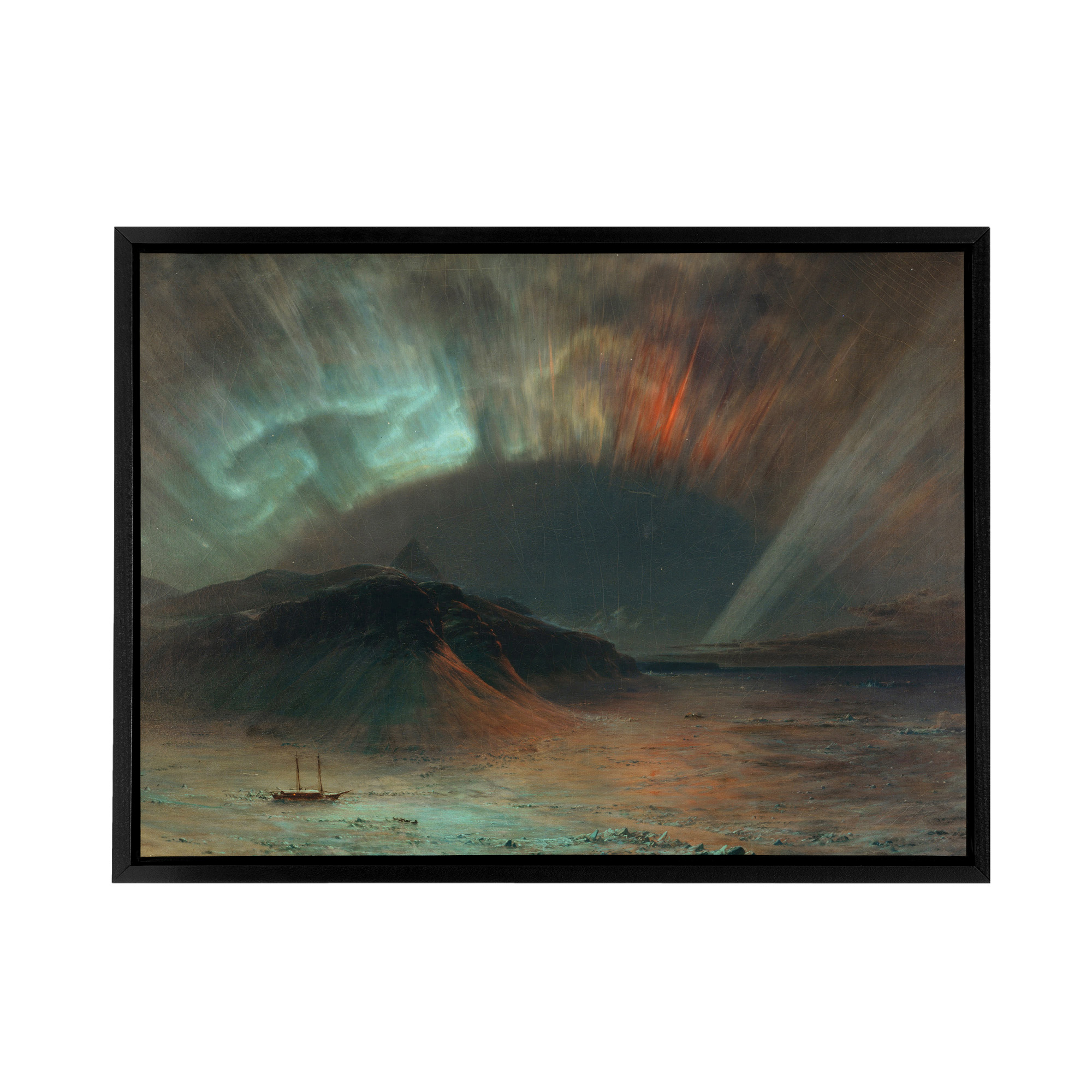 Frederic Church Aurora Borealis Seascape Framed Canvas Wall Art Print